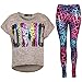 Kids Girls OMG Print T Shirt Top & Wet Look Leopard Legging Outfit Set 7-13 Yrs