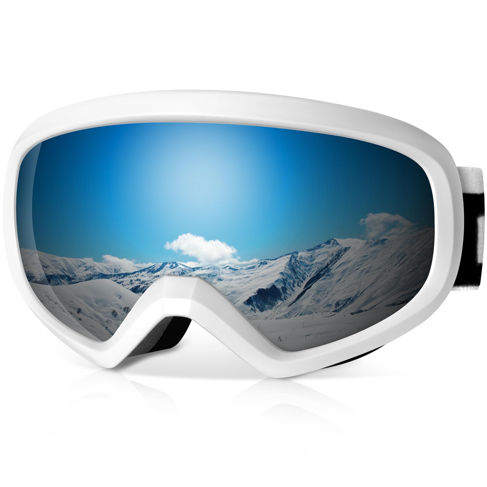 COOLOO Kids Ski Goggles, OTG Kids Snowboard Goggles, Anti Fog Snow Goggles for Boys Girls Toddler Age 3-10, UV Protection