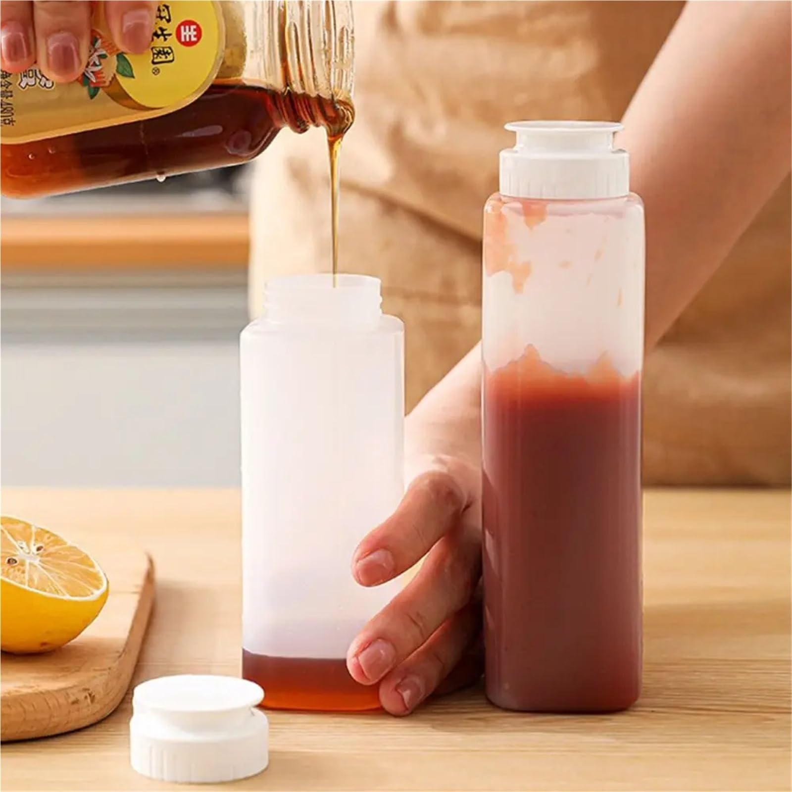 10 Uds. Botellas exprimibles for condimentos, salsas de mostaza y ketchup, botella extruida for, pulverizador aceite oliva para Salsa(300ML)