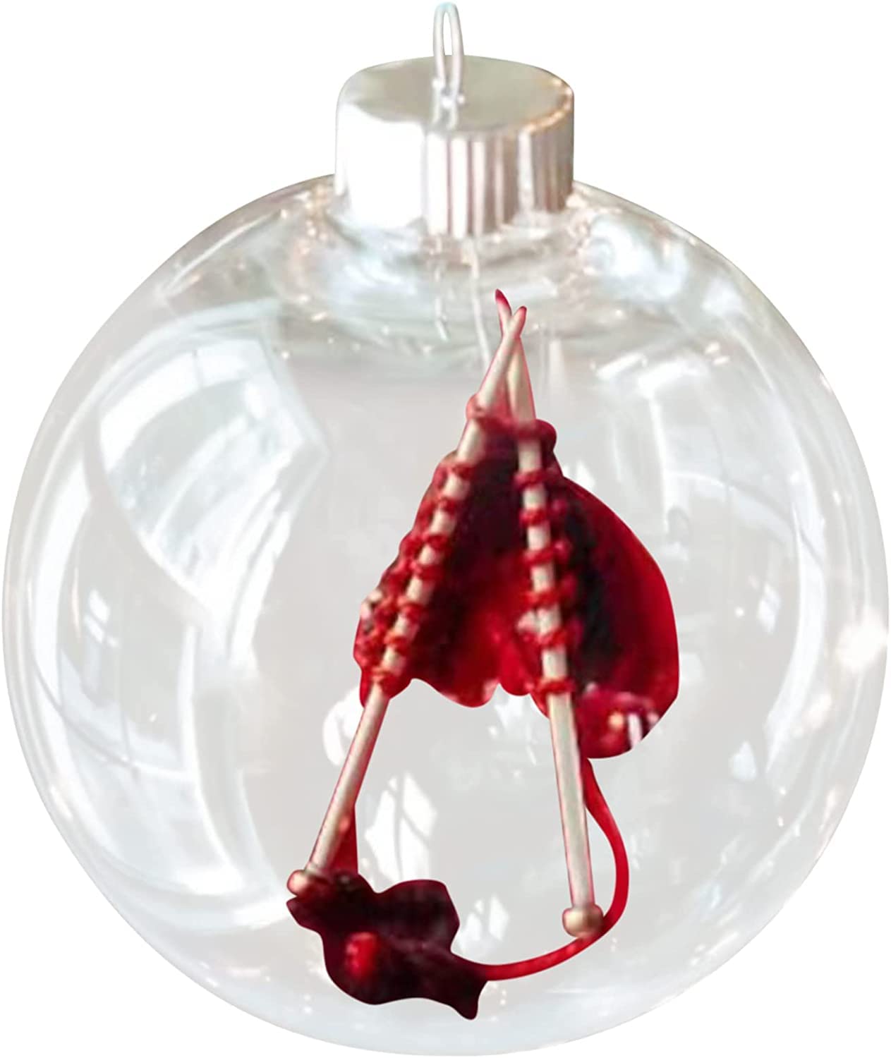 Fafour E Christmas Transparent Ball With Knitting And Crocheting, Knitting Baubles Ornament, Crystal Clear Ball Decor, Handmad Wool Christmas Tre Hanging Decor, Gift For Knitters