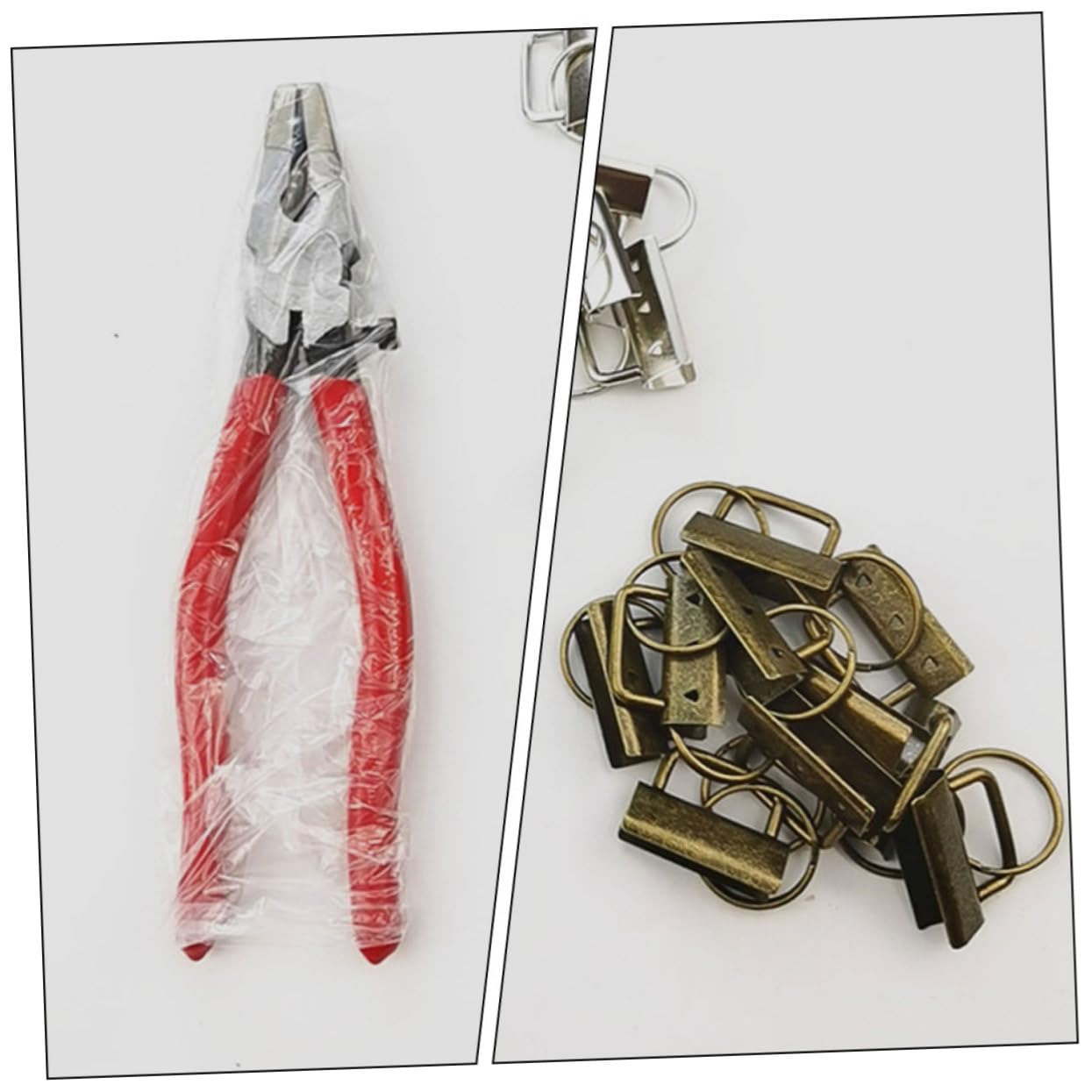 NUOBESTY Set da 30 Anelli Portachiavi in Metallo 32mm con Pinza Crimpatrice in Ferro per Fai da Te e Accessori Artigianali per Decorare Borse e Segnalibri