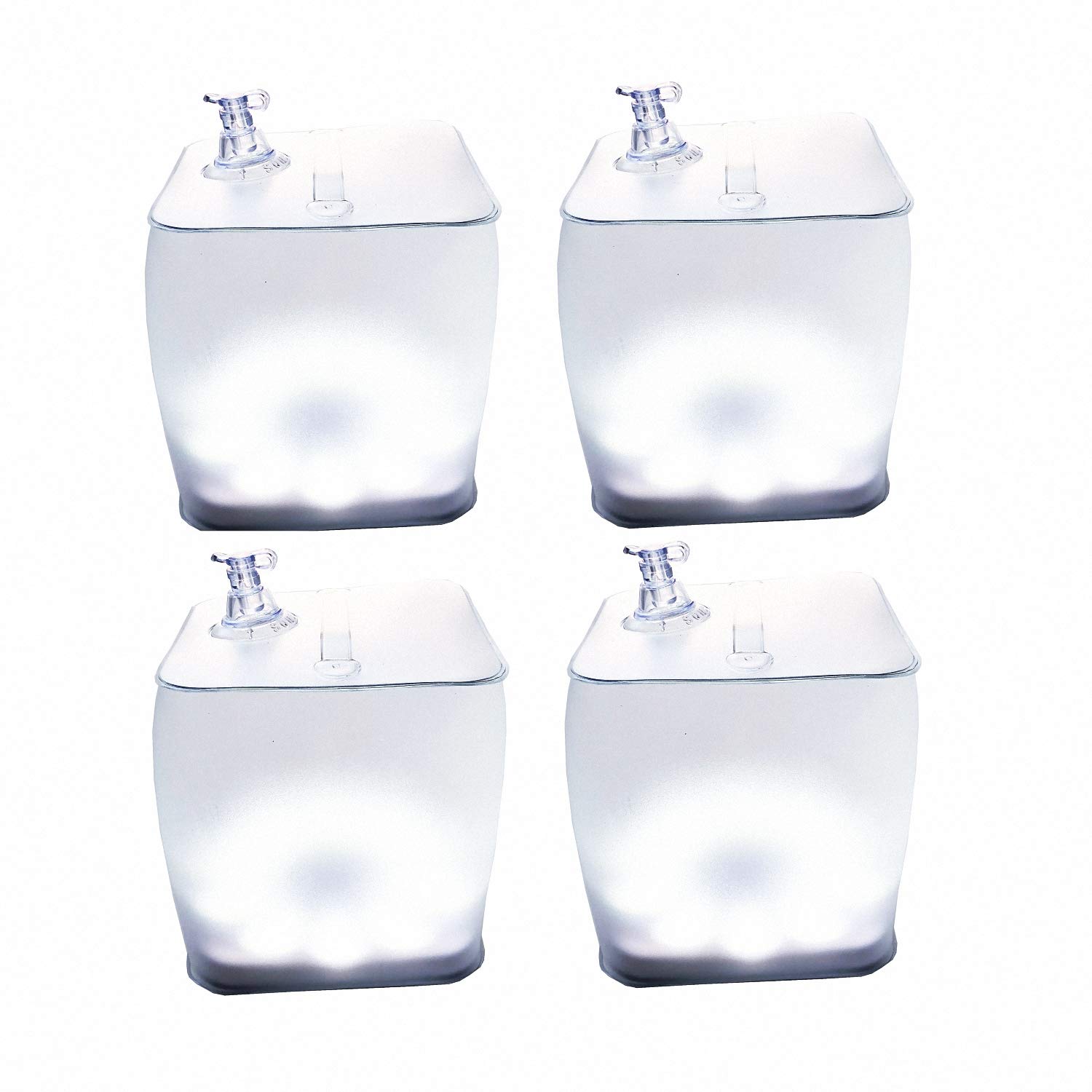 Arols Inflatable Solar Light Collapsible LED Camping Lantern Outdoor Survival Emergency Lighting for Patio, Hiking, Fishing, Party (Clear Round 4 Pack)