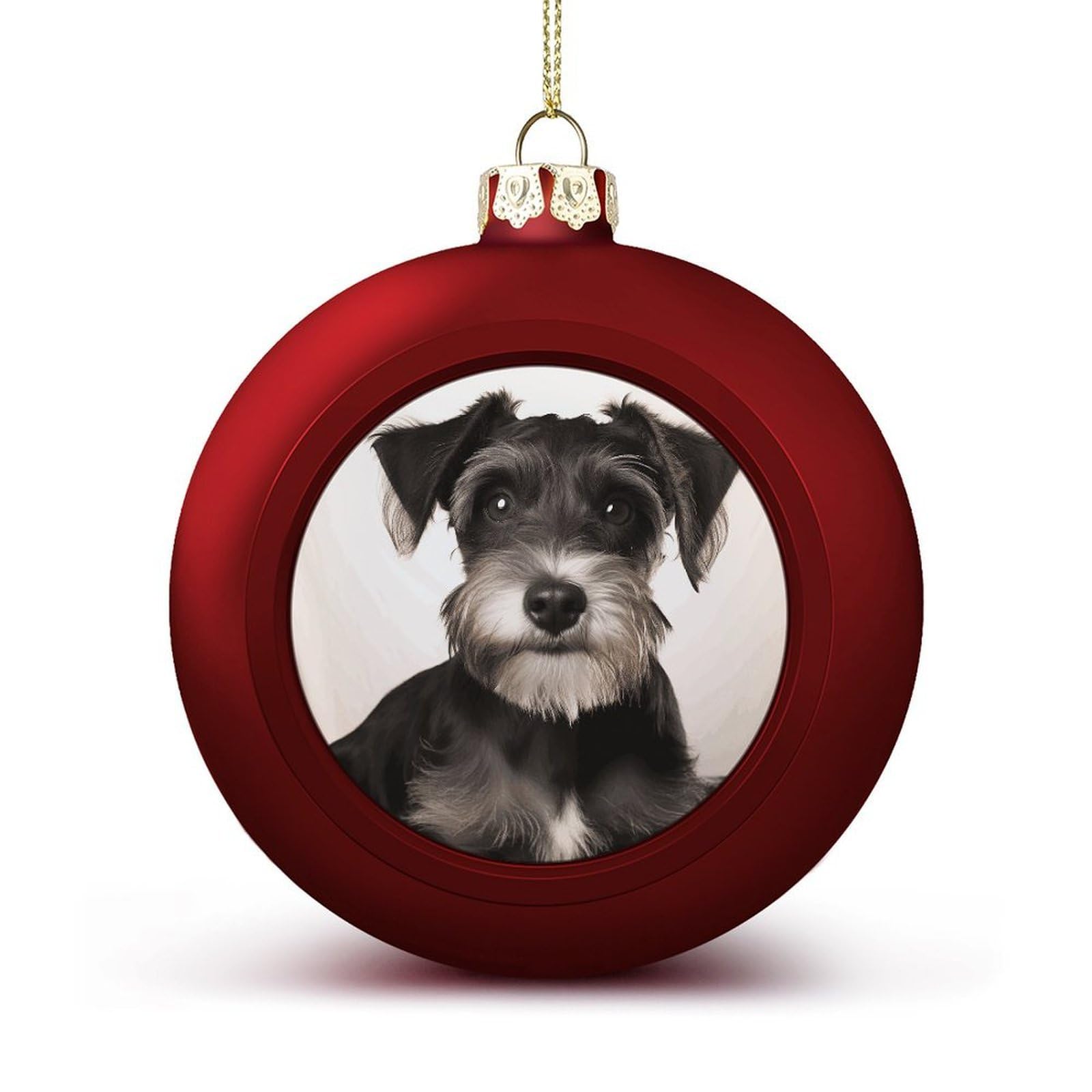 Lpsadgf Red Shatterproof Christmas Ball Ornaments - Cute Schnauzer Christmas Tree Decorations, Hanging Xmas Balls For Tree Decor, Holiday Wedding Party Decorative Pendants 2.4 Inch