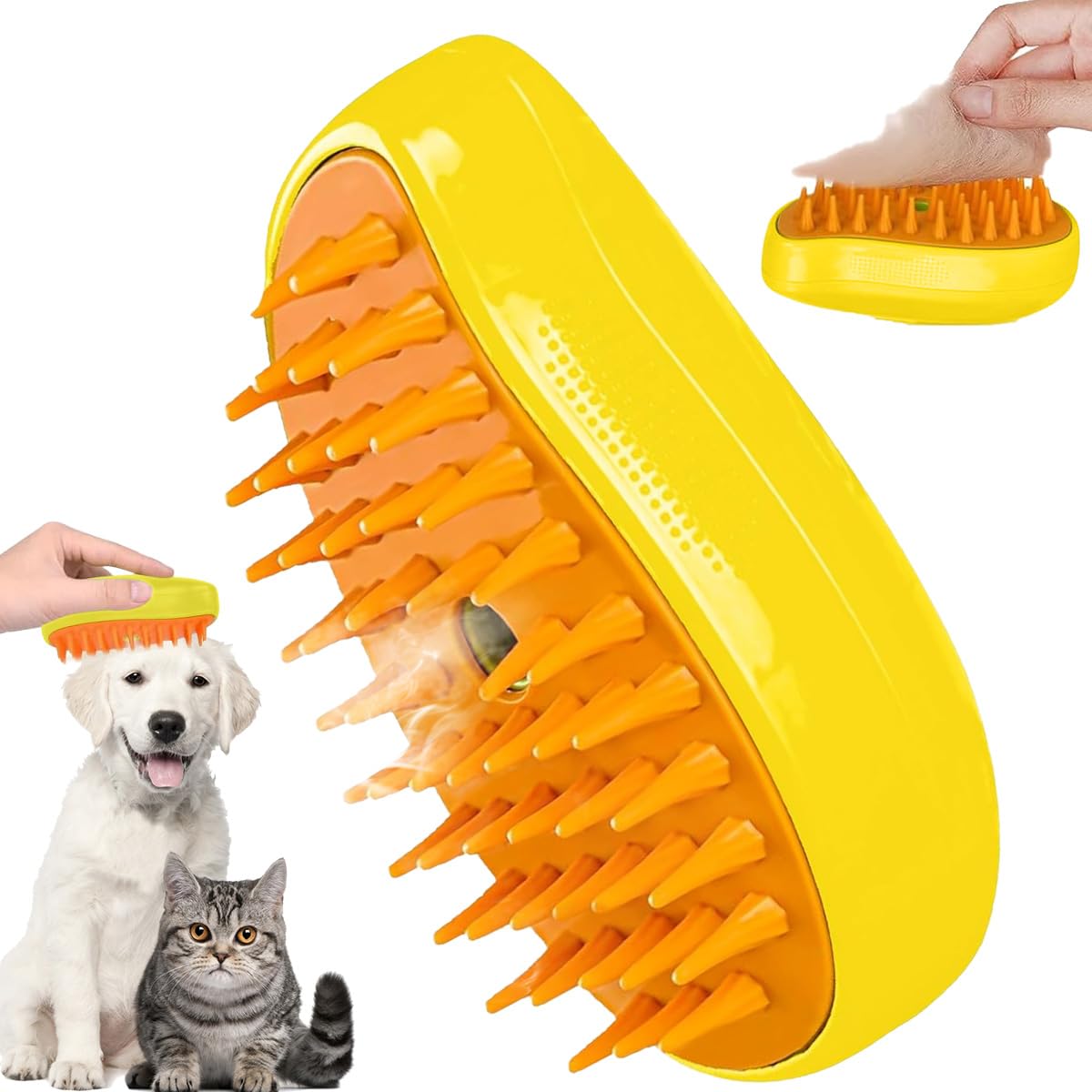 Cepillo de Vapor para Gatos, 3-en-1 Steamy Cat Brush, Cepillo de Masaje a Vapor para Gato, Cepillo para Gatos para Mudar de Pelo, Vepillo de Vapor Autolimpiable para Gatos Perro