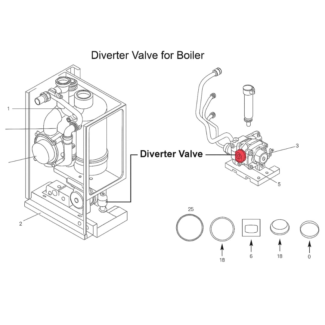 Aspares Válvula desviadora de plástico de tres vías para Vaillant Ecotec Pro 24 28