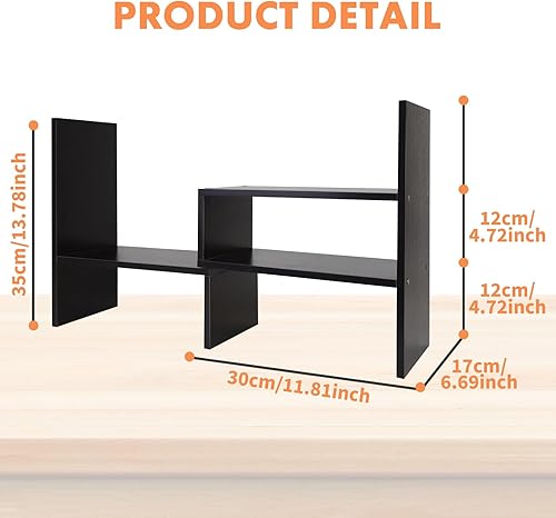 Miniatura 3 de ShellKingdom Organizador de estante de escritorio, estantes de escritorio, estante de esquina de escritorio ajustable, estante de almacenamiento de