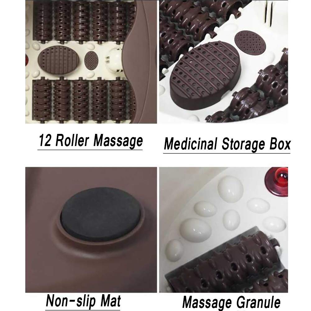 UYDJAKX Masajeador de baño de pies,SPA de baño de pies con Calor,Pedicura Terapéutica por Infrarrojos Bañera para pies 12 Rodillos de Masaje Cubo de Lavabo eléctrico-A (A) Star of Light