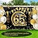 Imagen de PLATEYTR 65 Años Decoración de Fiesta de Cumpleaños65 Años Fondo de Cumpleaños de Oro Negr
