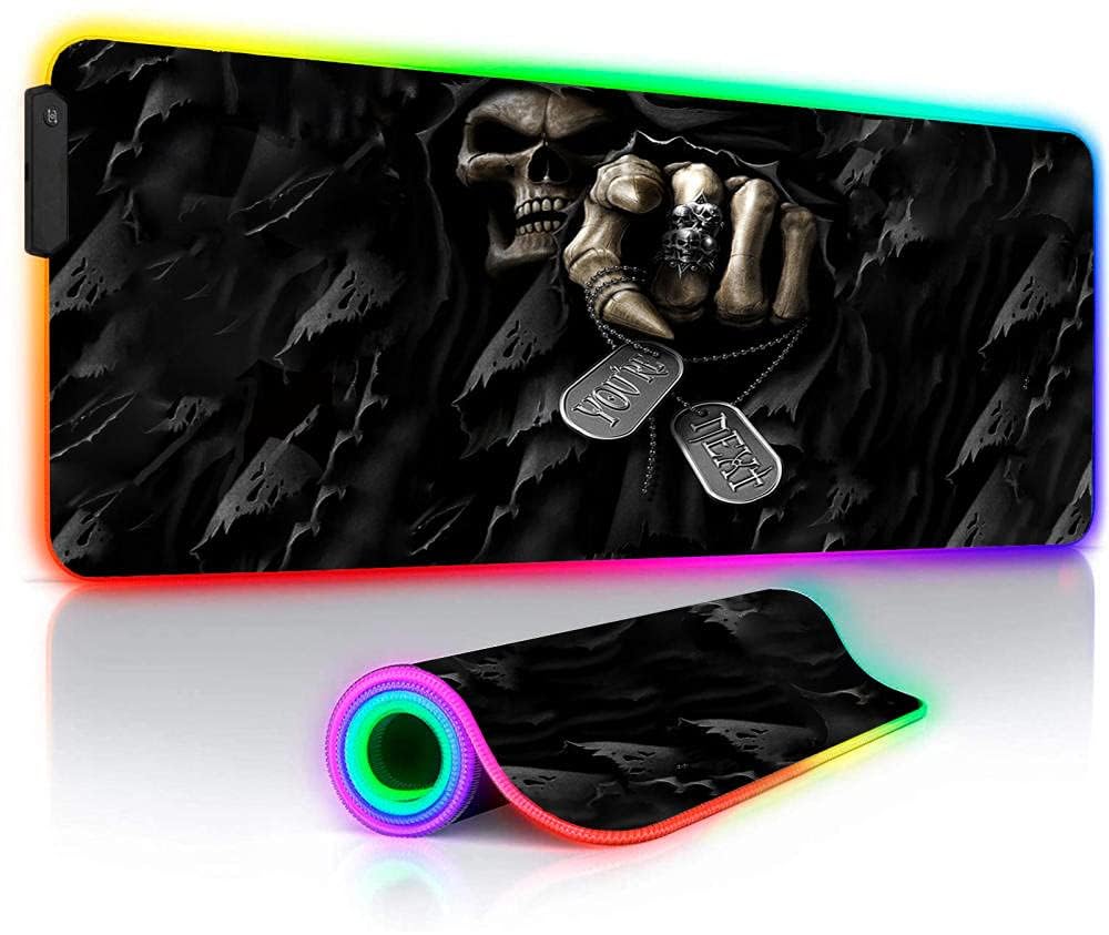 HOLIV Mouse Pads RGB Gaming Mouse Pads Grim Reaper Stitched Edges XXL Large LED 7 Colour for Gamer Keyboard Mat (39.37 inch x19.68 inch x0.15 inch)