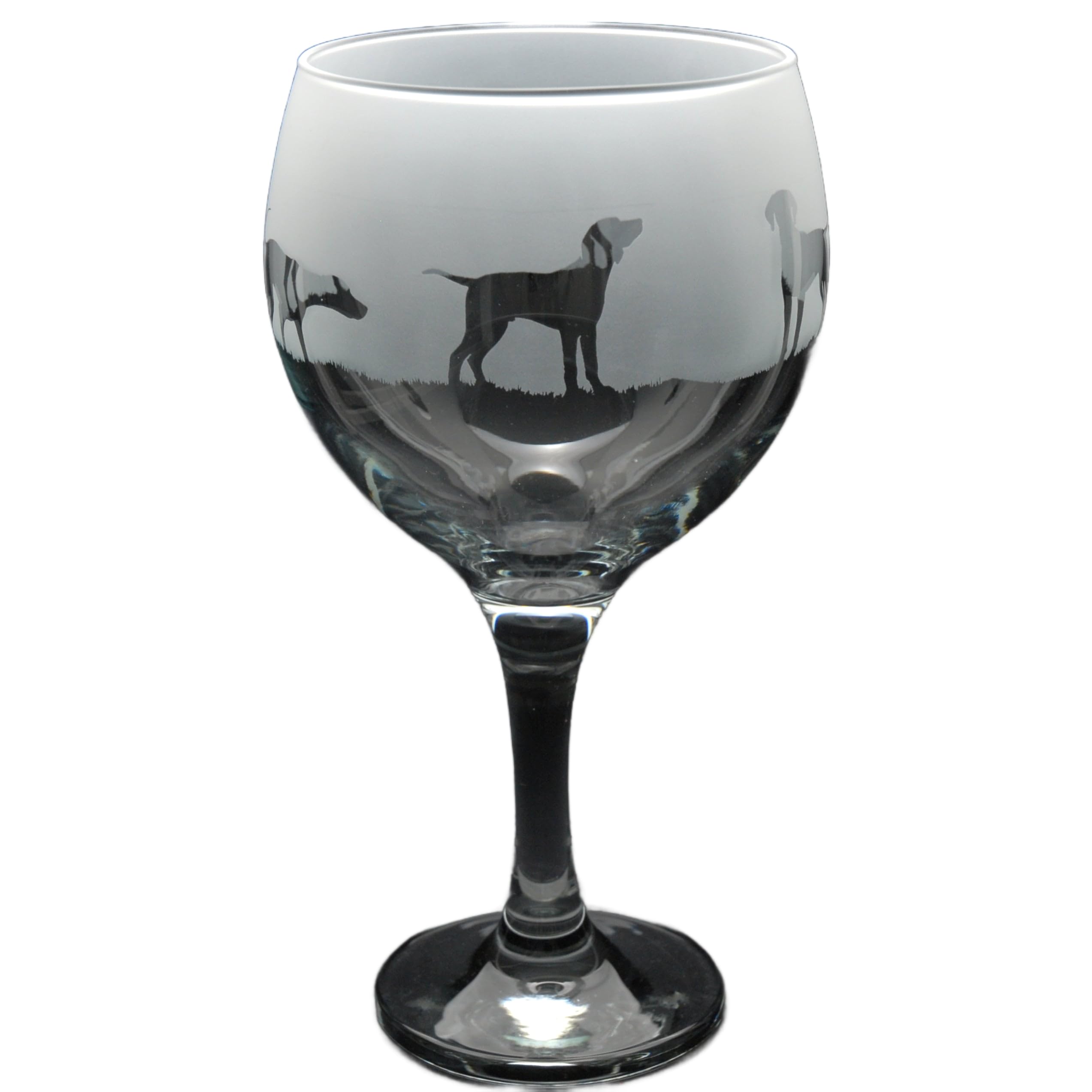 GLYPTIC Glass Art Hungarian Vizsla Dog Frieze Hand Etched/Engraved Gin Cocktail Glass