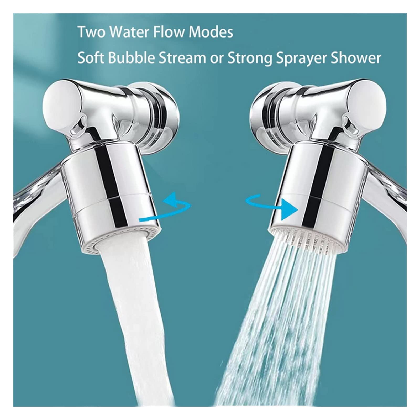 Girar el Grifo Giratorio aireador Universal 1080 ° rotación Extensor Grifo aireador plástico Brazo robótico Filtro contra Salpicaduras Cocina Lavabo grifos burbujeador Boquilla