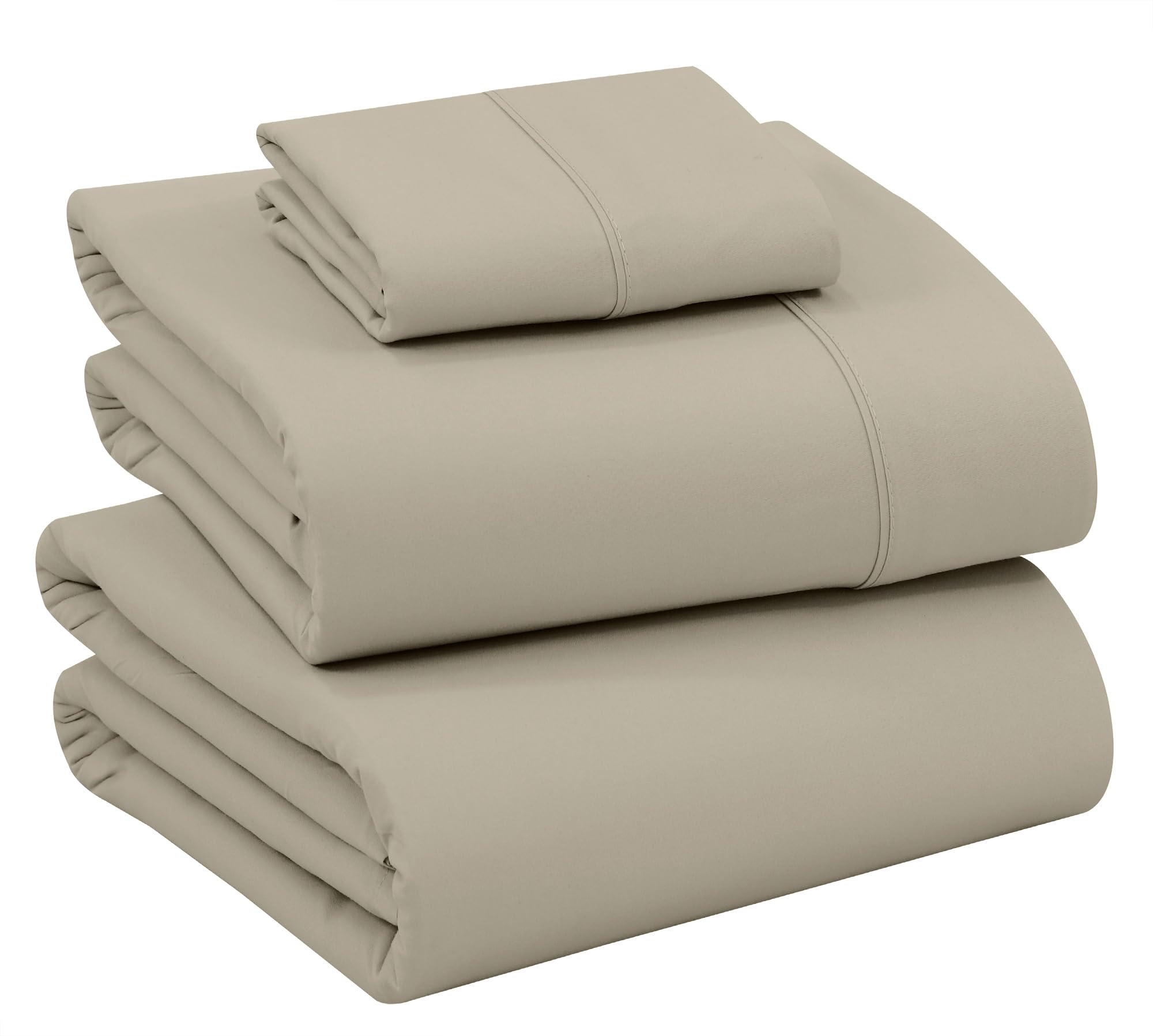 RUVANTI 100% Cotton Twin Sheets, Percale Weave Twin Sheet Set, Taupe