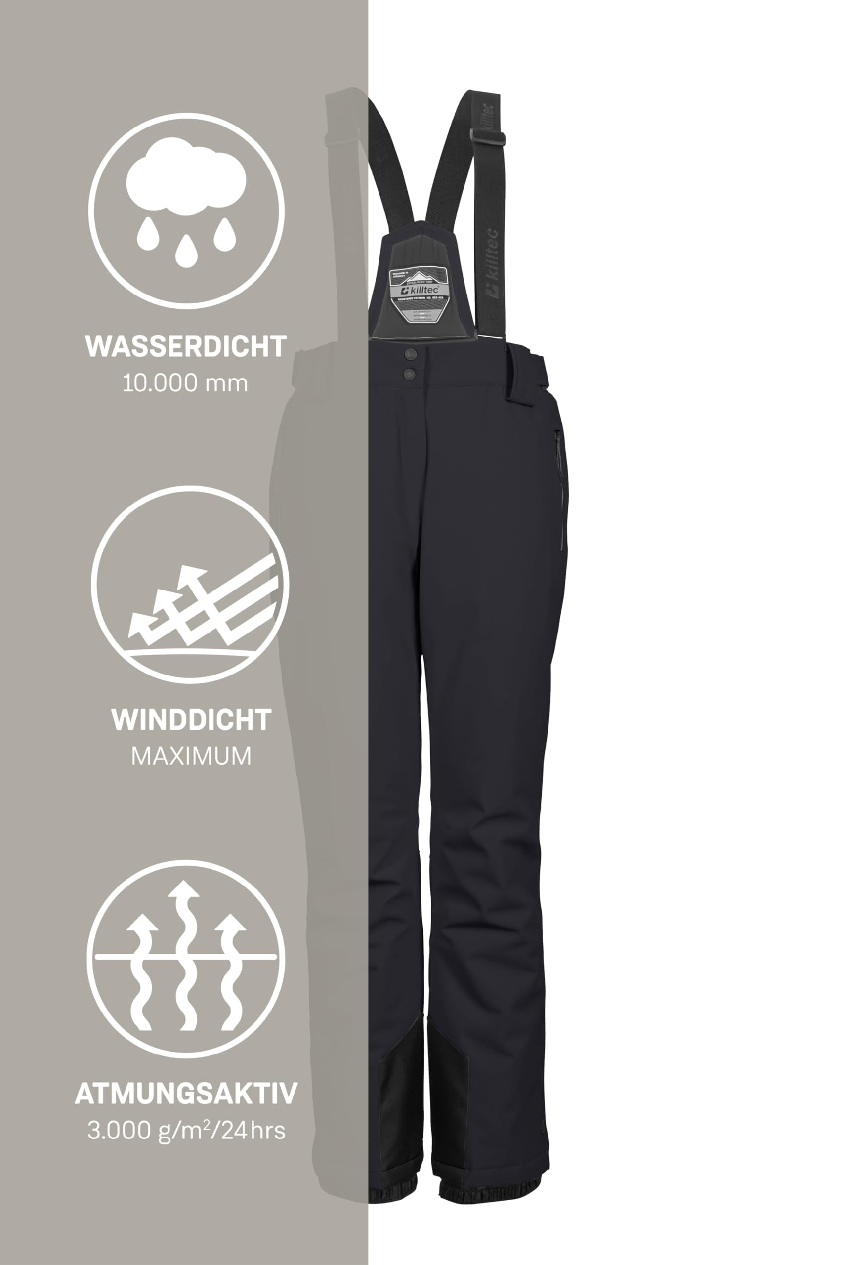 Killtec Damen Skihose/Funktionshose mit abnehmbaren Trägern, Kantenschutz und Schneefang Ksw 249 Wmn Ski Pnts_erielle