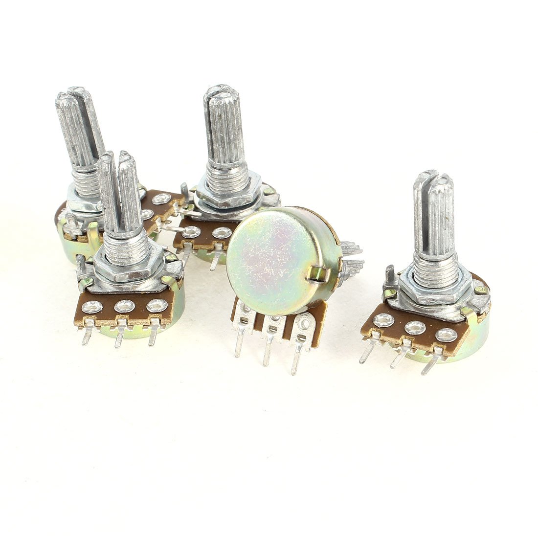 Uxcell Sourcingmap 5 X B250k 250Kohm Metal Shaft Single Linear Rotary Taper Potentiometer