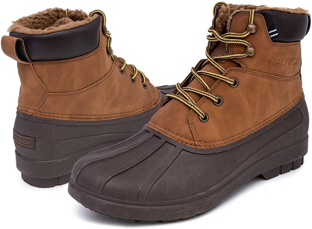 Nautica Men’s Duck Boots Waterproof Shell Insulated Snow and Rain Boot Lace-Up Winter Shoe Channing, Extended Sizes 7–16