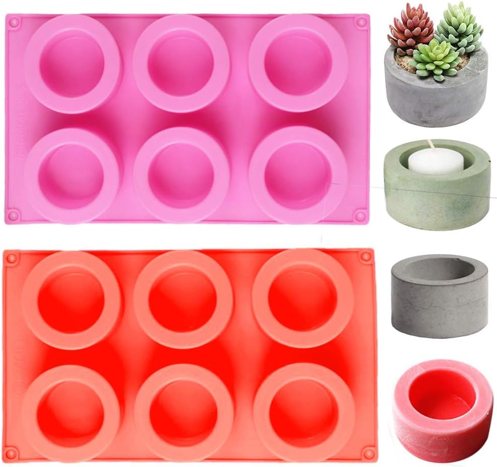 MeiMeiDa 2 Pack Mini Silicone Planter Molds Succulent Plant Flower Pot Mold, Concrete Cement Plaster Molds, Silicone Ice Shot Glass Molds, DIY Craft Molds for Small Air Plants