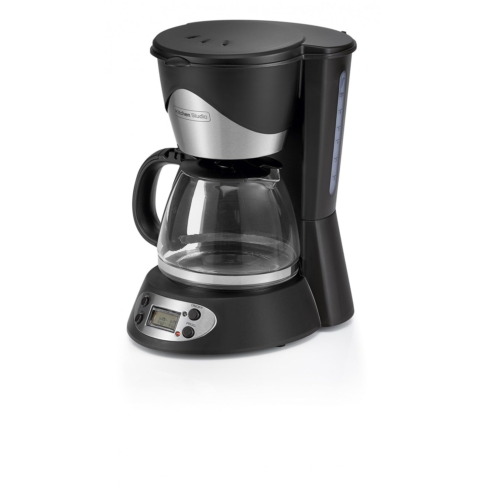 Kitchen chef caffettiera programmabile 6 tazze 550w nera / acciaio inossidabile ksmd230t