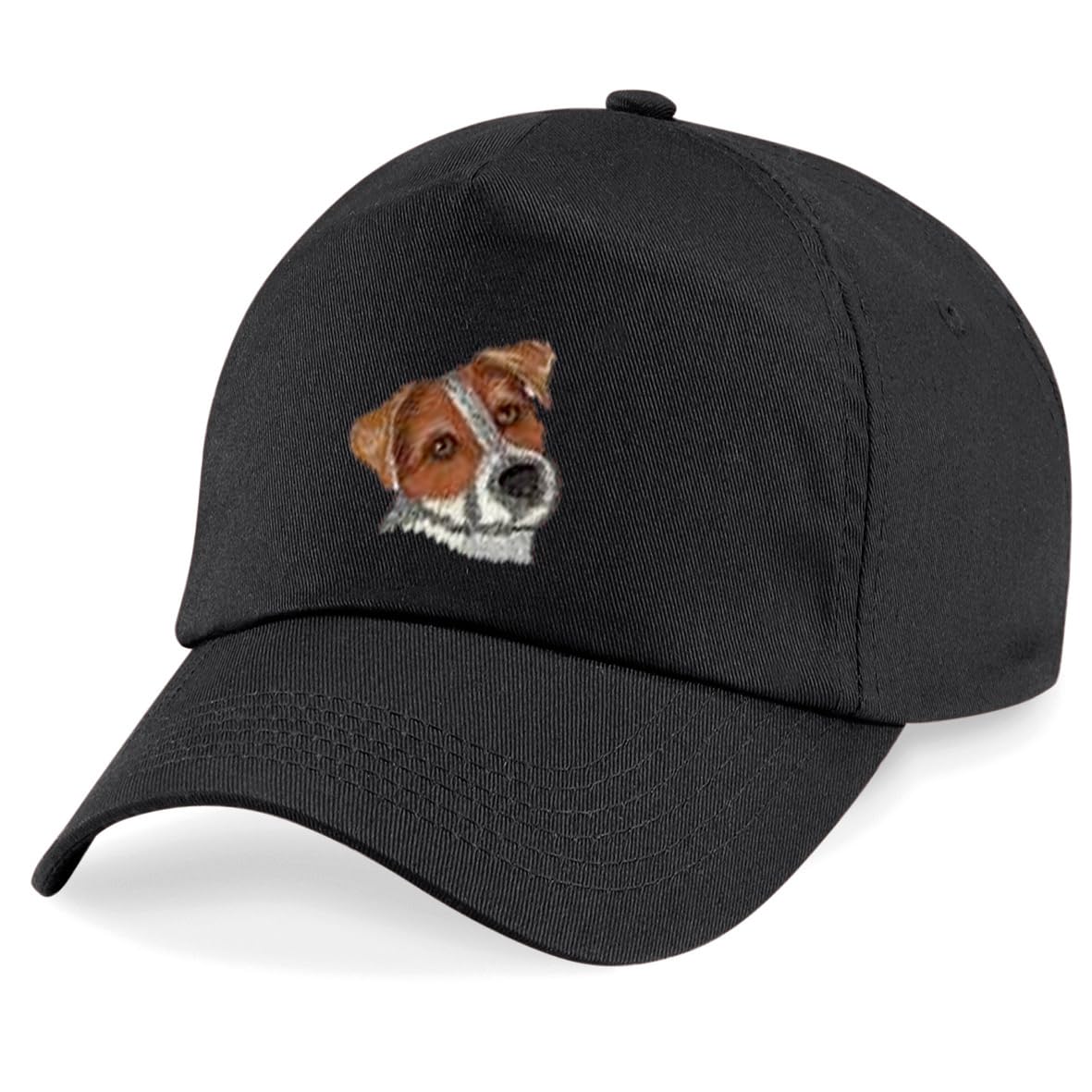 Jack Russell Terrier Embroidered Baseball Cap Sporty Style Black