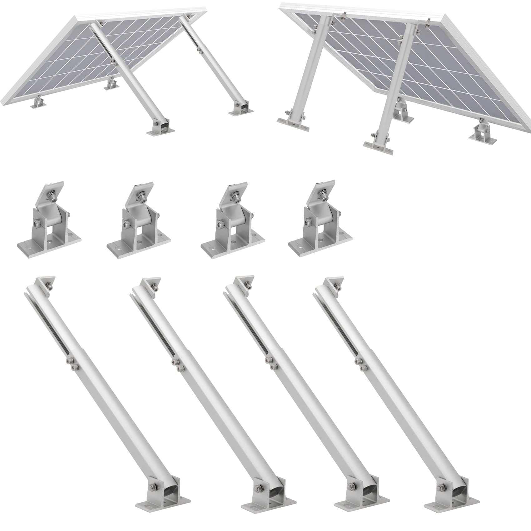 4 Pack Adjustable Solar Panel Mount Brackets with 17-28" Foldable Tilt Legs