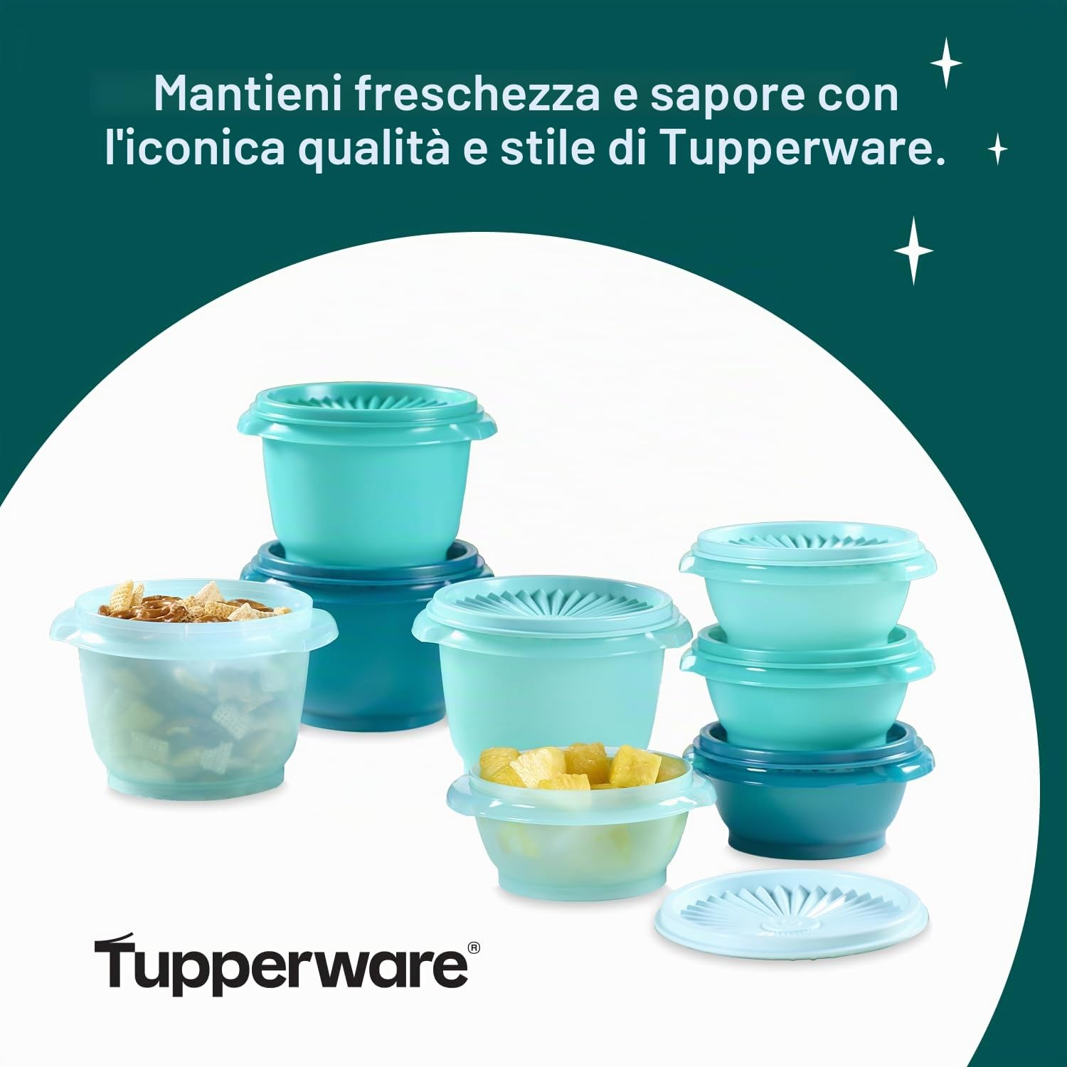 Tupperware Heritage Collection, nuovo set di 16 contenitori per alimenti in verde vintage, lavabili in lavastoviglie e senza BPA (8 contenitori, 8 coperchi)