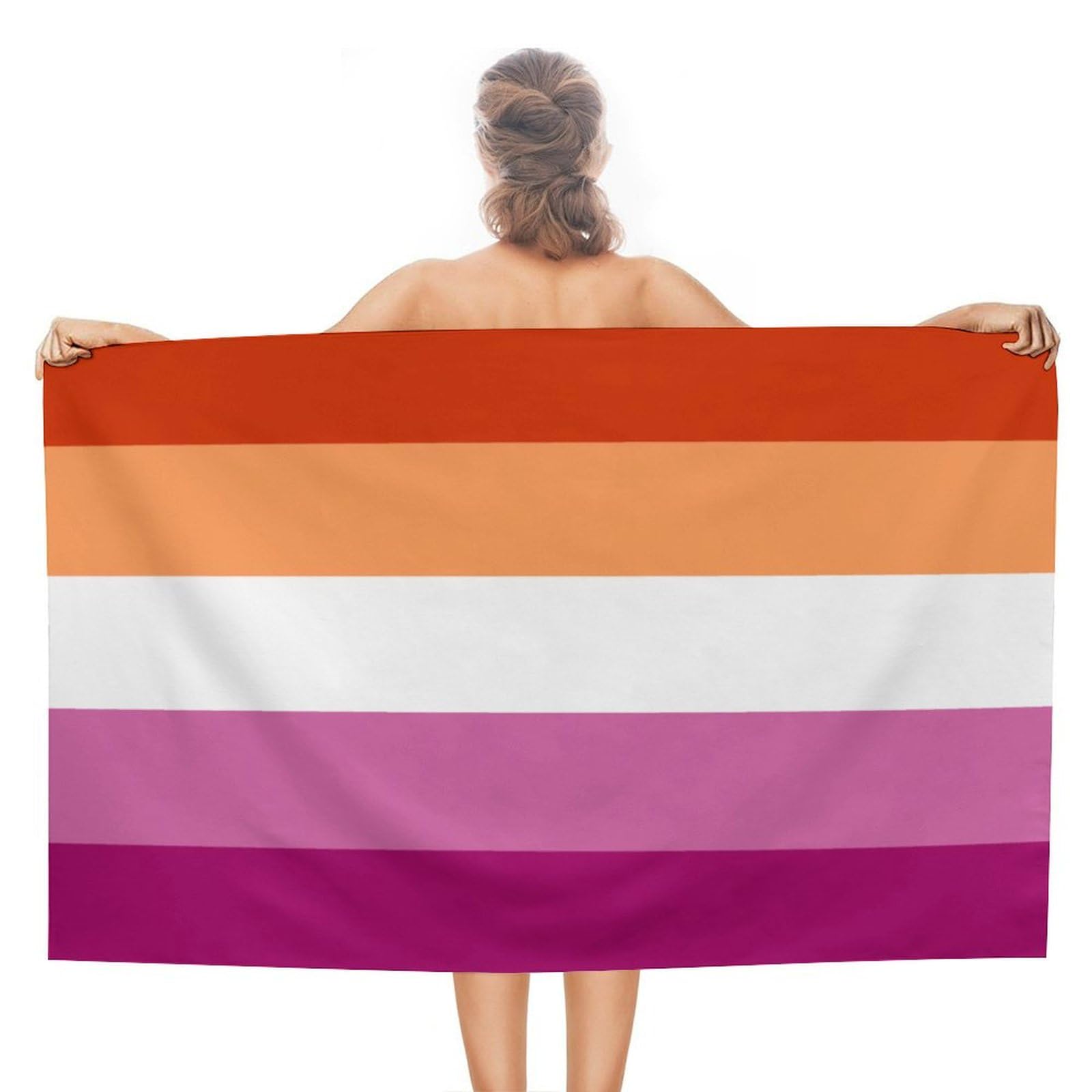 LEDFCVSU Beach Towel, Lesbian Pride Flag Bath Towel, Absorbent Towel for Swimming, Sports, Travel
