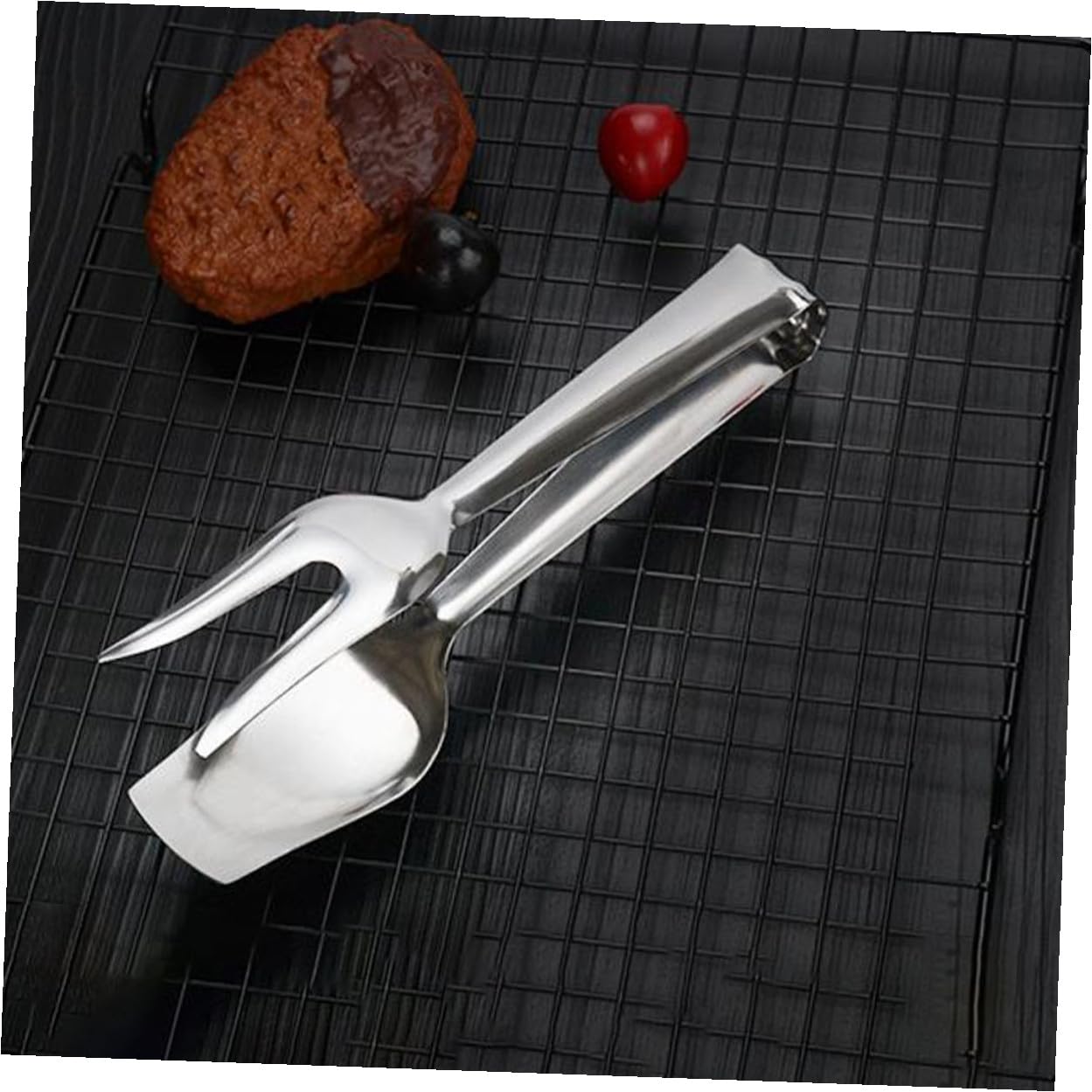 Pinze per Servire Cibo in Acciaio Inox 2 Pezzi per Cucina | Argento, Presa Sicura e Protezione dal Calore, Adatte a Buffet, Nozze e Tè Pomeridiano