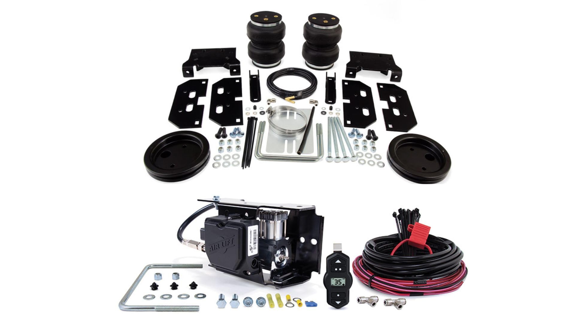 Air Lift LoadLifter 5000 Ultimate Air Spring Kit & WirelessOne 2nd Gen Compressor EZ Mount fits 2011 2018 Ram 2500 3500 4WD | TrendsAuto Decal | 88295 25980EZ