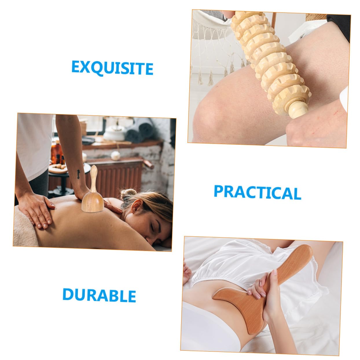 KOMBIUDA 4piezas Rodillo De Masaje De Madera Para De Cuerpo De Masaje Natural Gua Rodillo y Copa Para Relajación y