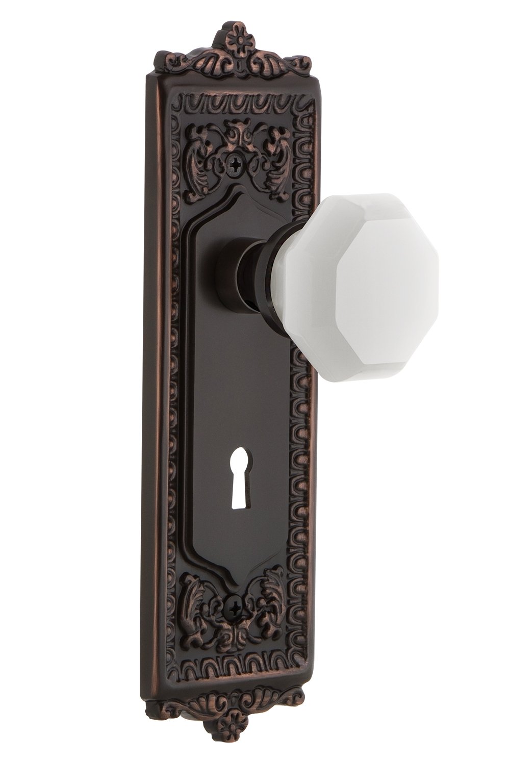 Plaque Egg & Dart Timeless Bronze et Bouton en Verre Waldorf Haute Quincaillerie