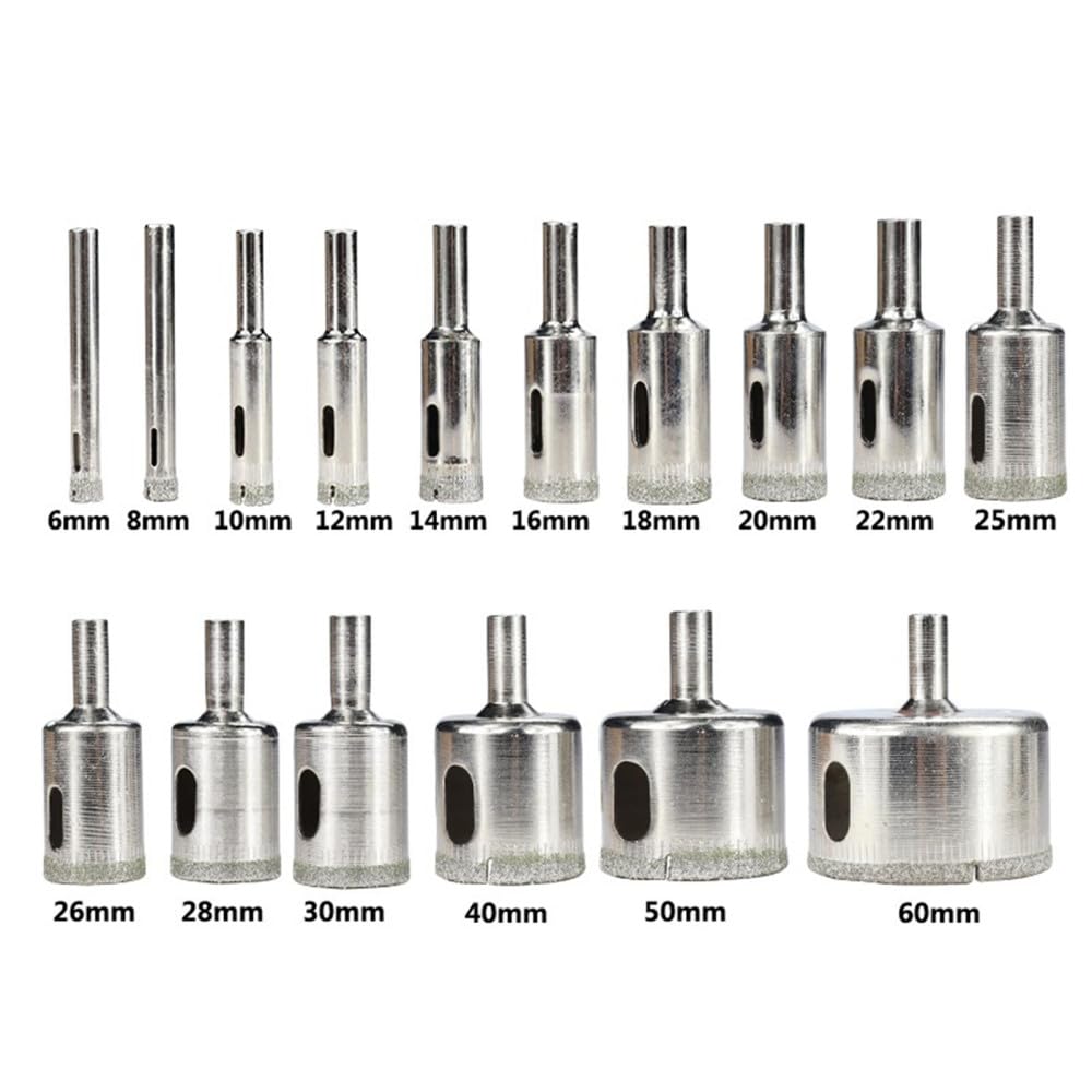 Juego de brocas con revestimiento de diamante, 10/28 piezas, 6-60 mm, kit de sierra perforadora para vidrio, mármol, granito, piedra, azulejo, broca de sierra perforadora de cerámica, No.1, juego de 1
