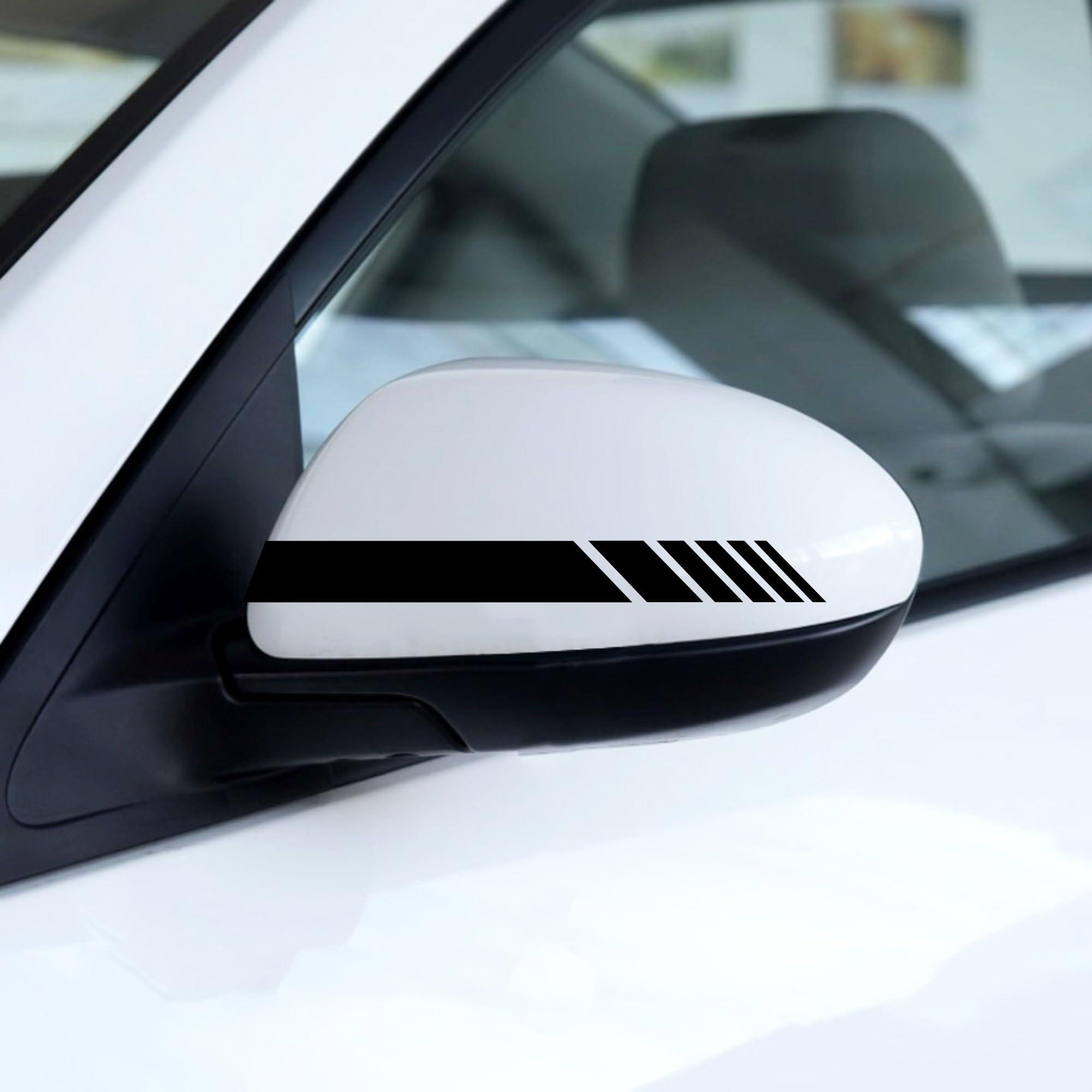 Autodomy Pack 6 Unita Specchietti Retrovisori Adesivi | Adesivi Strisce per Auto Resistente Pioggia e UV | Sportivo Adesivo per Auto Esterni Facile Aplicazione (Nero)