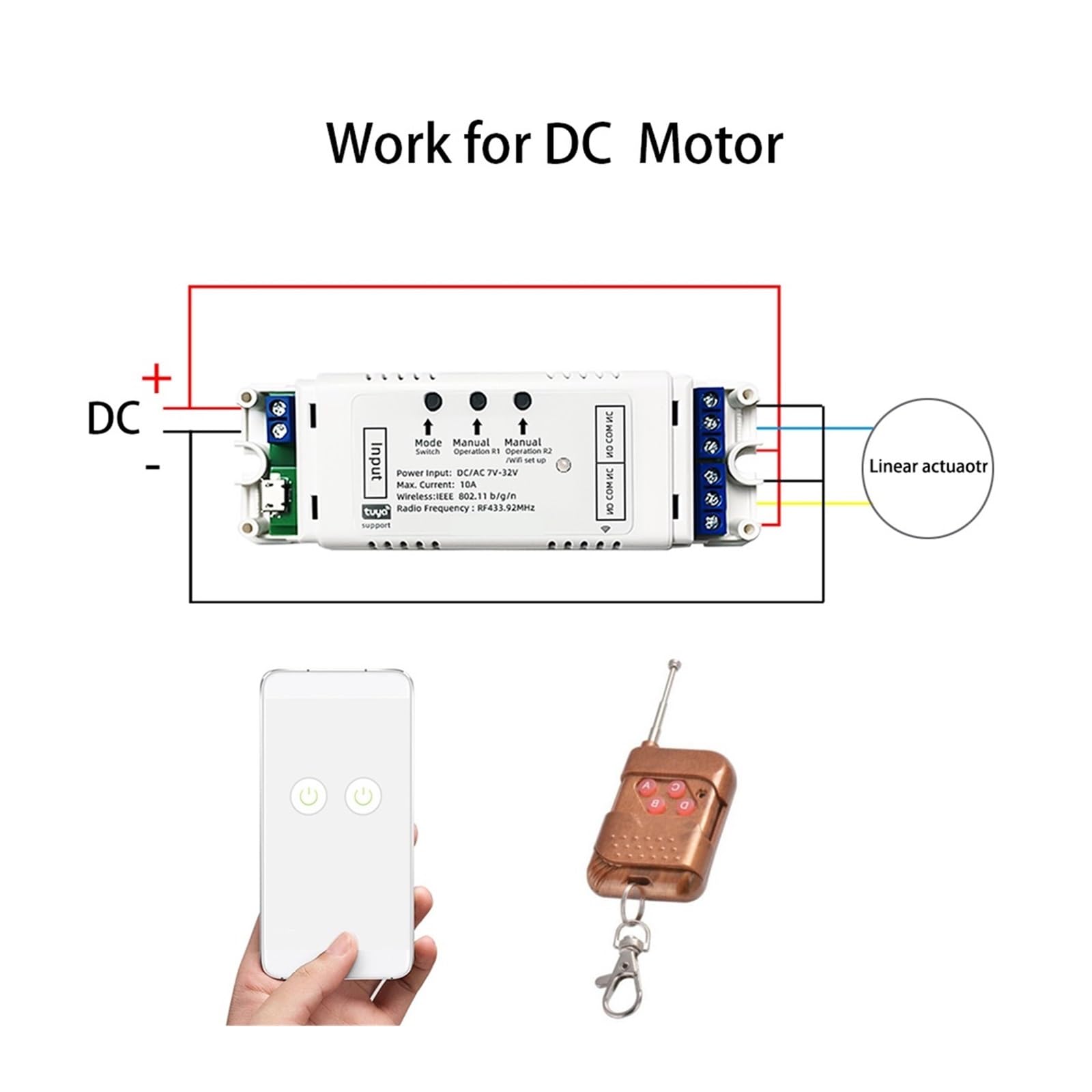 Linearantrieb, WIFI-Controller DC 12 V/24 V 1500 N Linearantrieb, Elektroantrieb Fensteröffner Linearmotor 30 W 50–250 mm Hub(12V 300N 30mm s,150mm Stroke length)