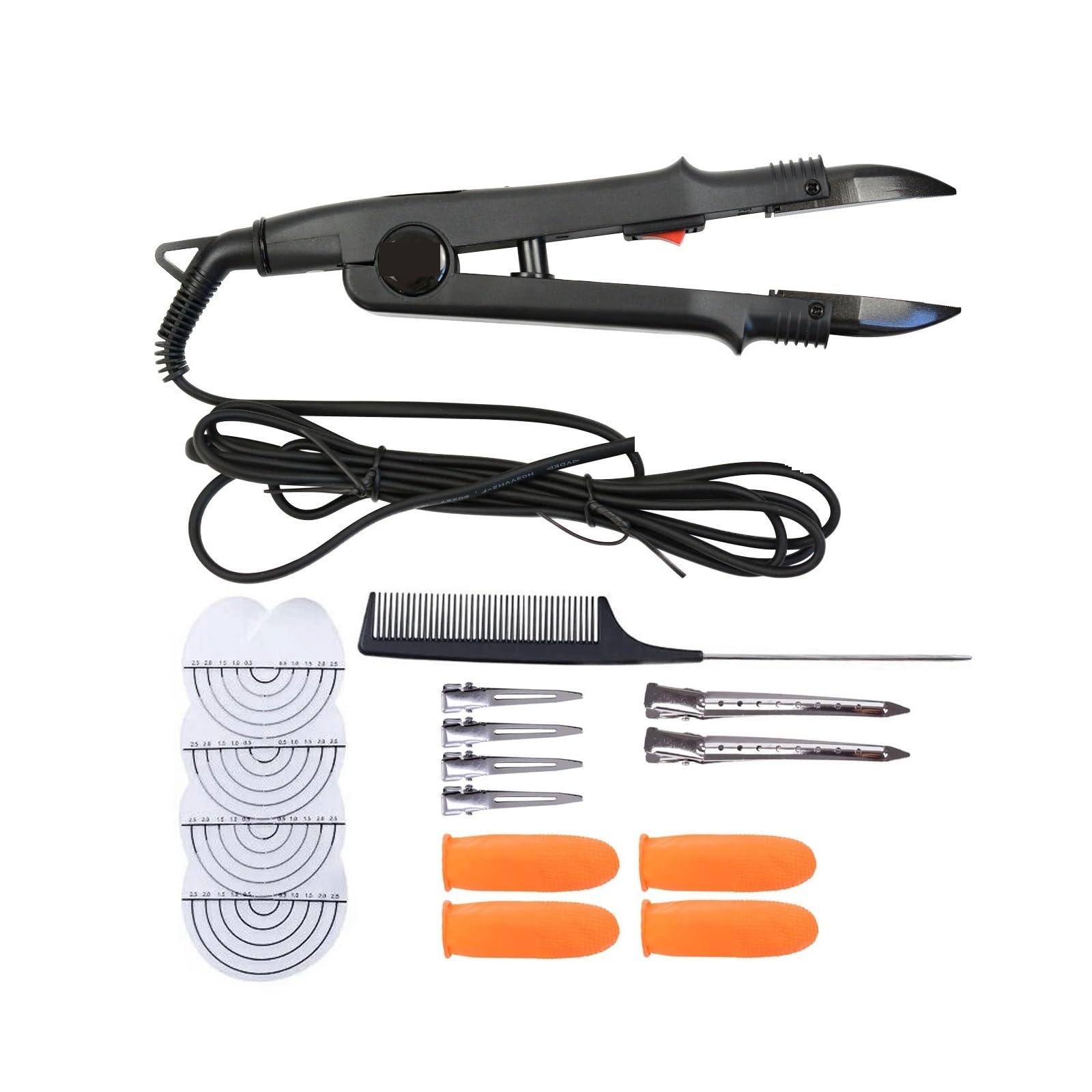 Mzzyg Black Kit Hair Extension Iron 1Pc Fusion Iron Heat Connector Hair Extensions Machine Constant Temperature Keratin Bonding Tools Hair Accessory Kit(Black Kit)