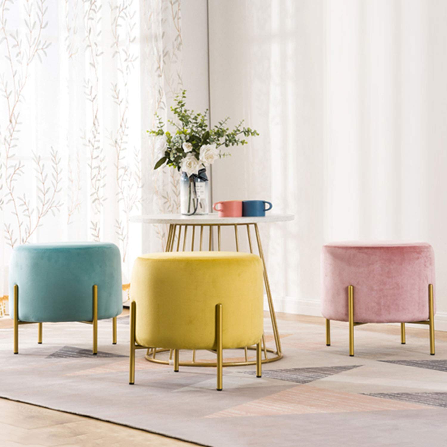 Poggiapiedi portaoggetti Sedile da toeletta in Velluto Alto 60 cm, Pouf Sgabello da Salotto Sedia da Salotto di Lusso con Schienale Alto per Camera da Letto Soggiorno Toeletta