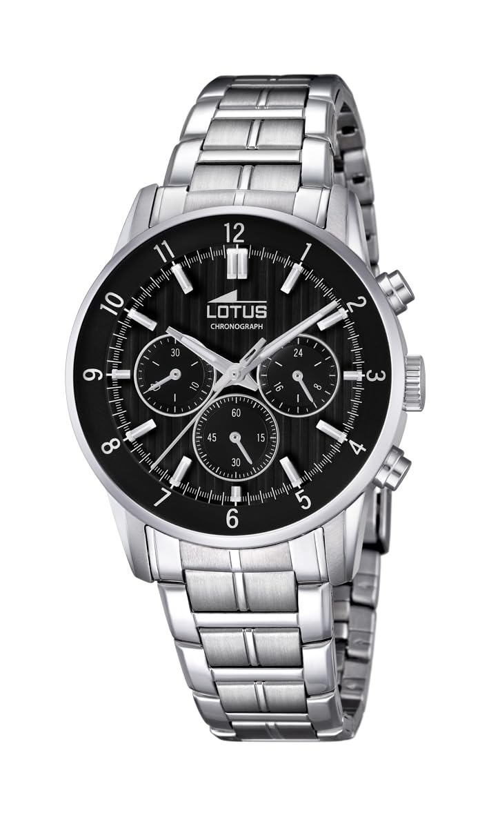 LOTUS Reloj Hombre Analógico de Acero Inoxidable 316l Plateado - Movimiento de Cuarzo - Cronógrafo - Cristal Mineral de Alta Resistencia - Resistente al Agua 5 ATM 18579/4 Special Prices