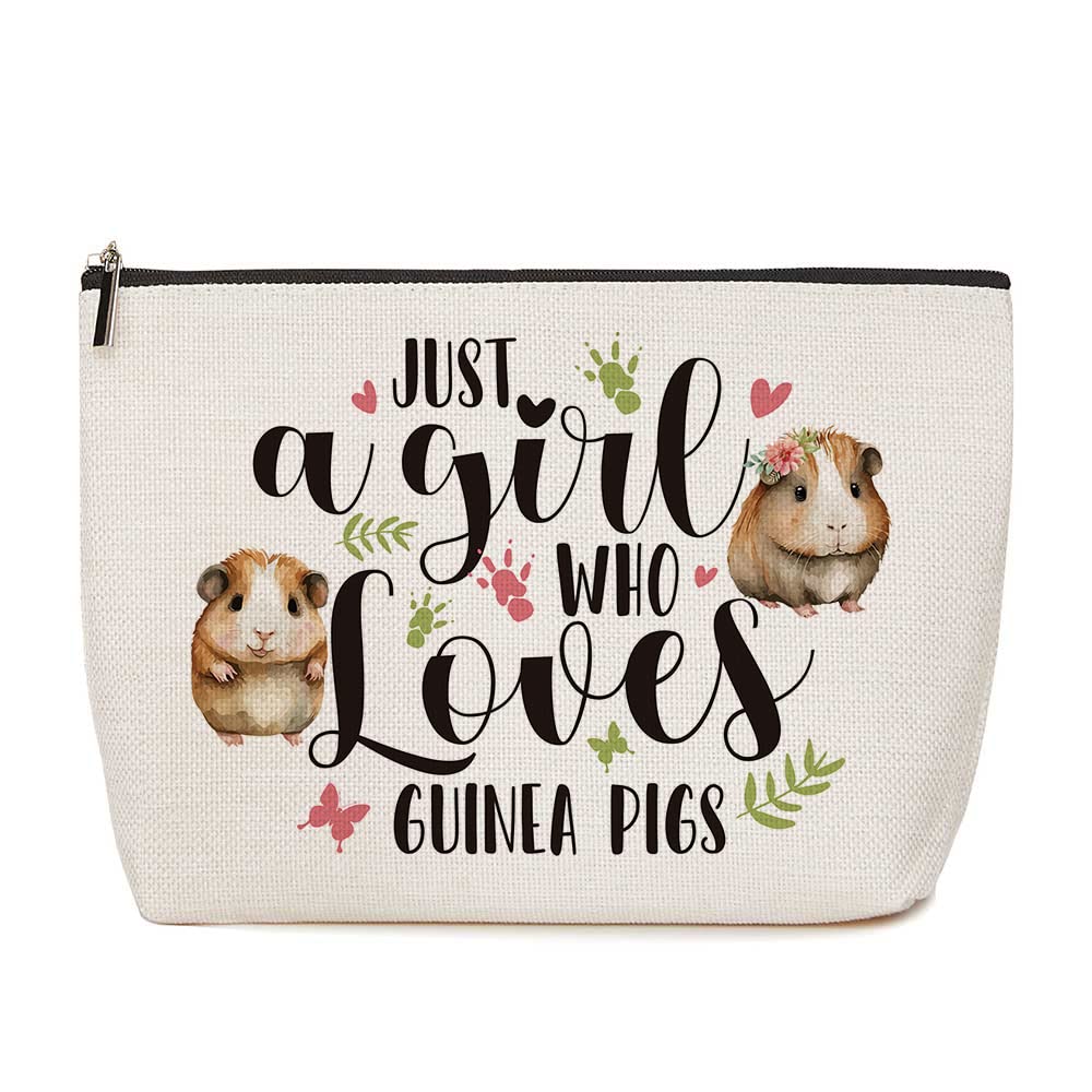 Pig Gifts Guinea Pig Makeup Bag Guinea Pig Stuff Animal Lover Gift Pig Purse Pouch Birthday Gifts for Her Best Friend Sister Animal Lovers Just A Girl Who Loves Guinea Pigs