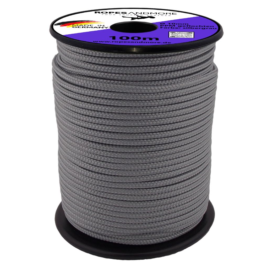 PP Polypropylenseil Seil 10mm PPM 16-Fach geflochten 10m, 20m, 30m Polypropylen Schnur Kordel Basteln Standardfarben von Ropes and More® (Silbergrau, Ø10mm - 30m)