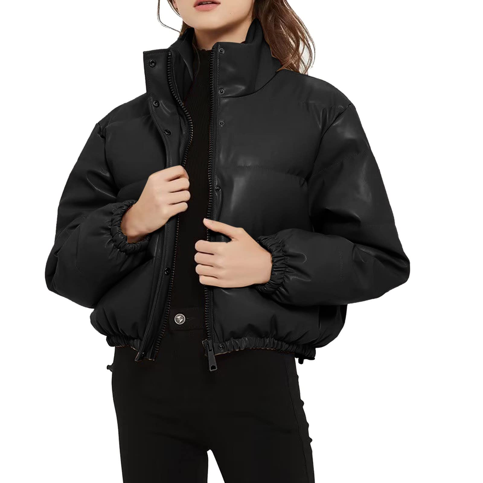 Womens Nylon Jacket with Hood Winter Clothes Down Jackets Women's Dyed  Jackets Casual Leather Cotton Jacket