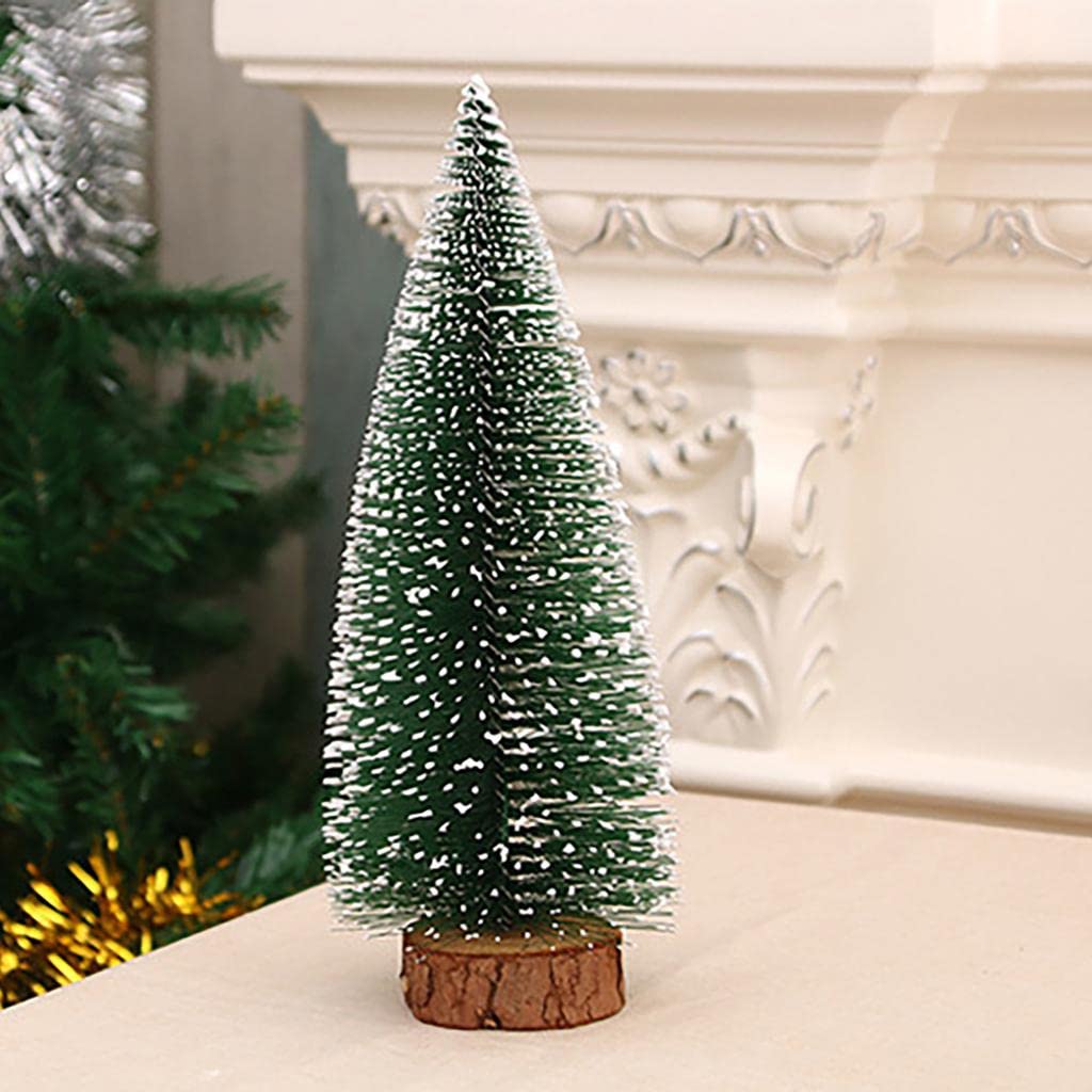 CraftVatika Artificial Christmas 8.5 Inches Pine Tree Miniature Table Decor Tree with Wooden Base - Christmas Xmas Tree for Home Office Living Room Decor - Christmas Decoration Xmas Gifts (Set of 1)