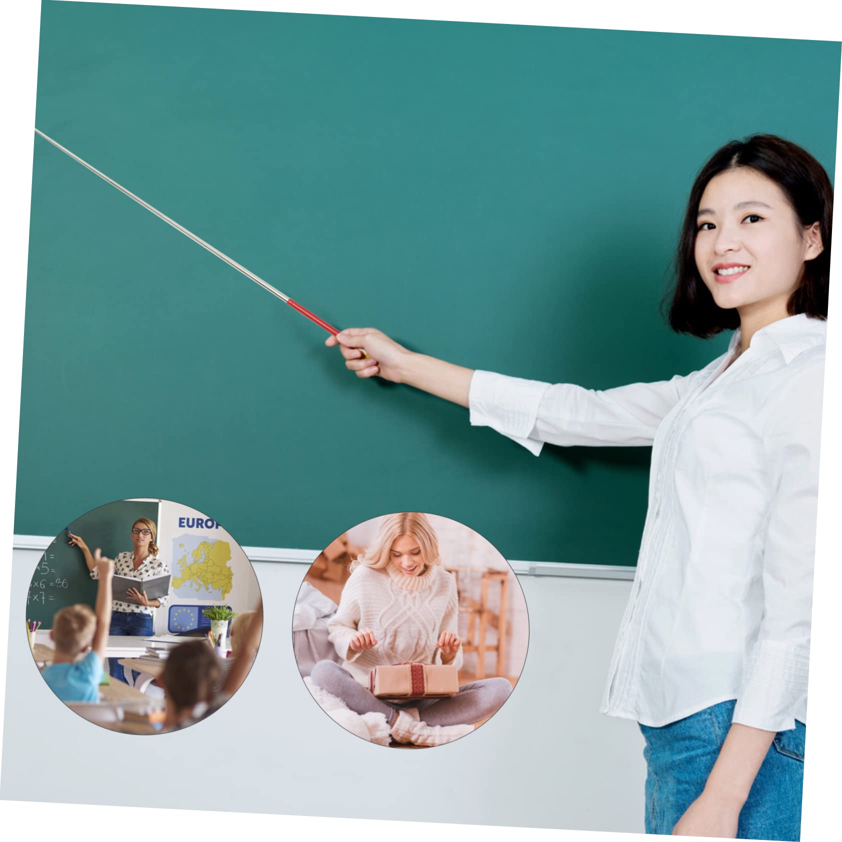 HOMOCONO 2pcs Retractable Teacher Hand Pointer Extendable Whiteboard Pointer for Classroom Use Teaching Tool Random Color Options for Educators and Presenters