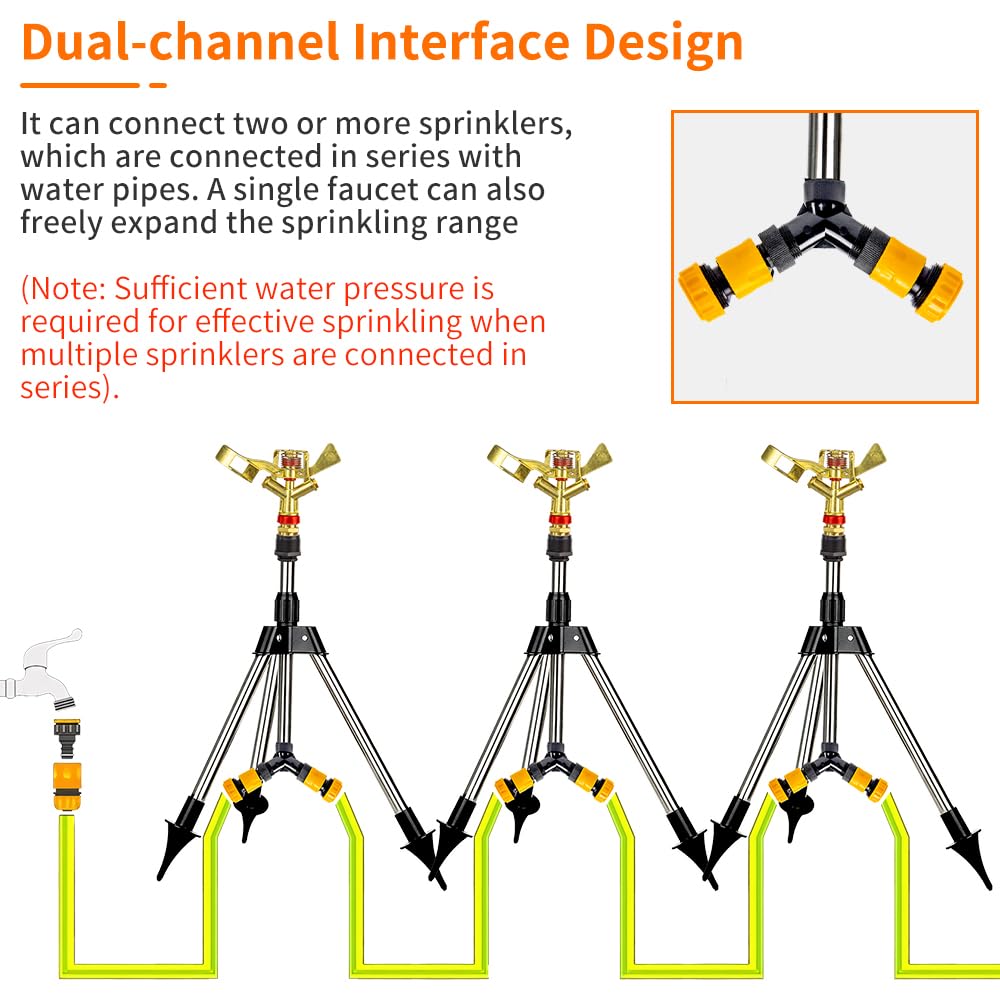 BAUSATZ Irrigatore a treppiede, Irrigatori da giardino per prati, Irrigatore da giardino, Irrigatore per prato, Irrigatore per erba, Irrigatore d'acqua per giardino, Irrigatore oscillante, Irrigatore