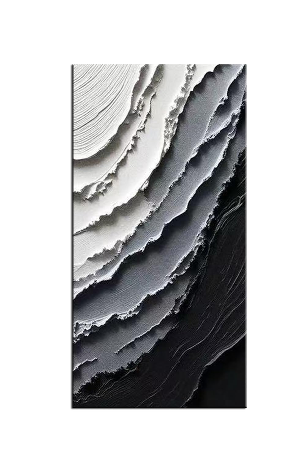 YaSheng Art Canvas Wall Art Handmade Modern Abstract Black and White Gradient
