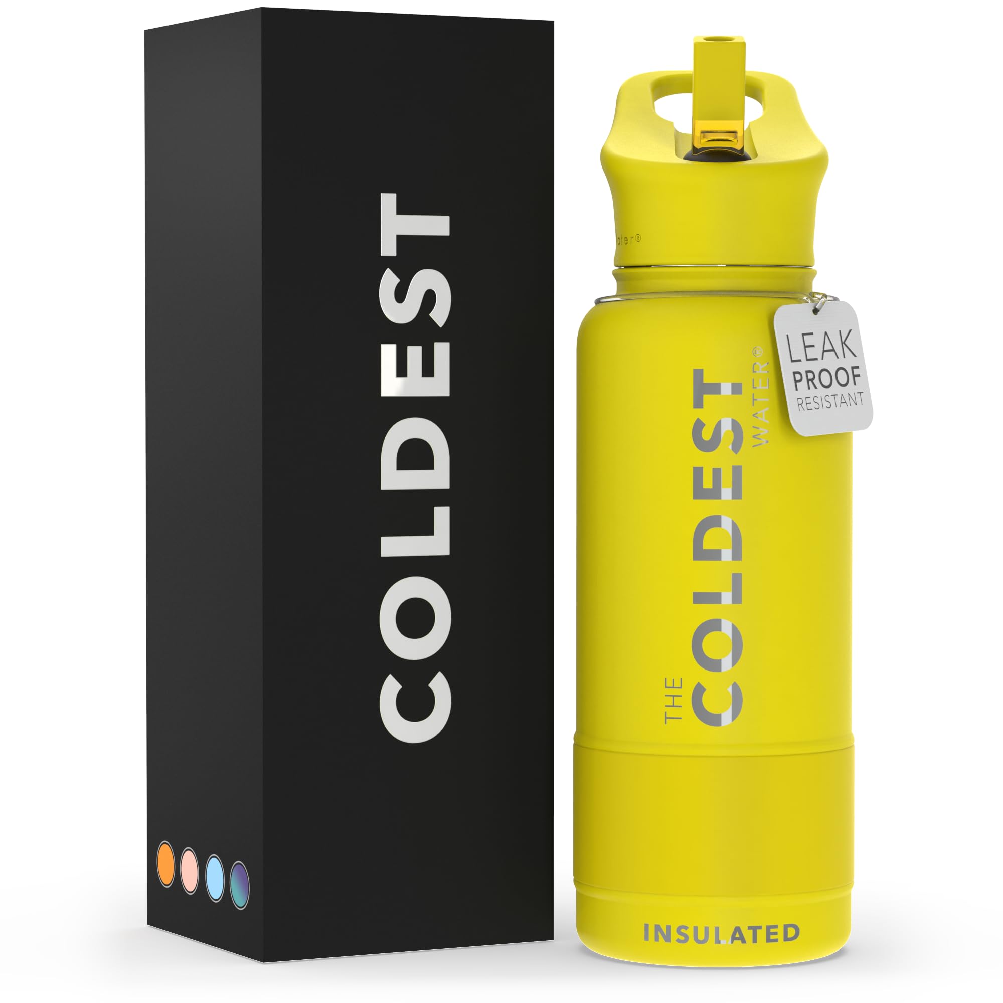 Coldest Insulated Water Bottle with Straw Lid - Stainless Steel