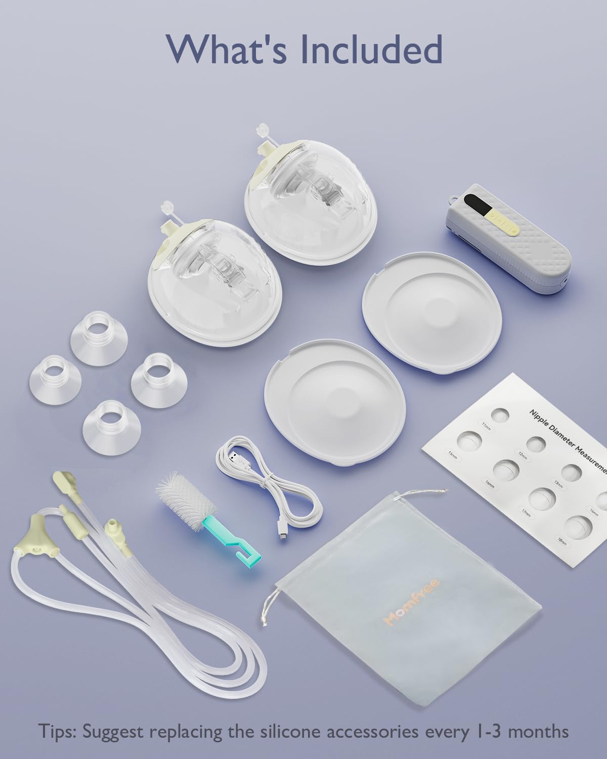 K3 Milchpumpe mit Freisprecheinrichtung, tragbare Stillpumpe mit doppeltem Dichtungsflansch, langlebiger 1800-mAh-Akku und LED-Display, 3 Modi und 9 Pumpenstufen