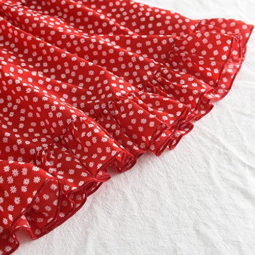 Daisy Print Dress for Toddler Girls Summer Ruffled Collar Fly Sleeve Back Zip Chiffon Casual Floral Sundress3