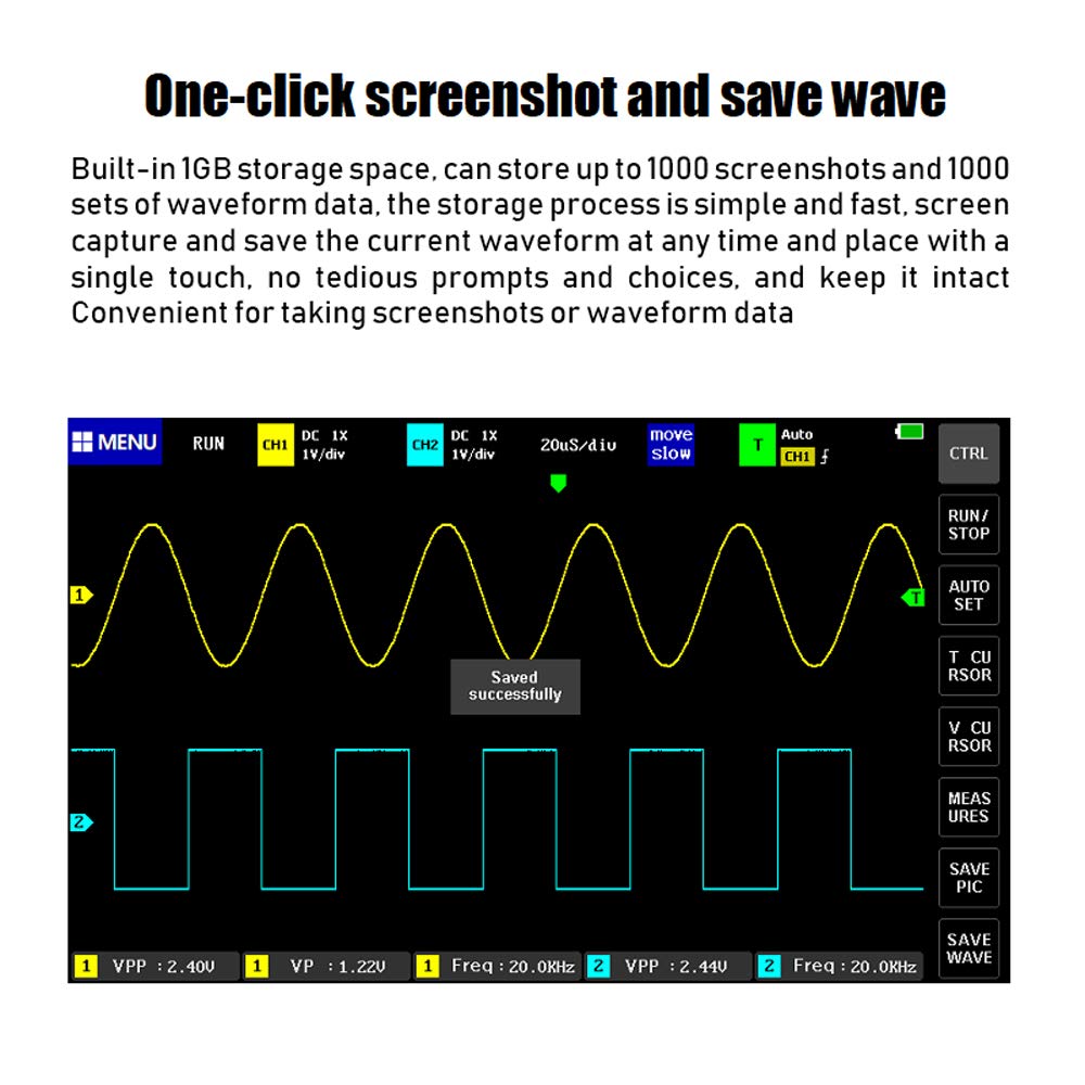 Digitales Oscillographen-Touchscreen-Tablet 7 Zoll 2 Kanäle 100 MHz 1GSa/s - Dettaglio