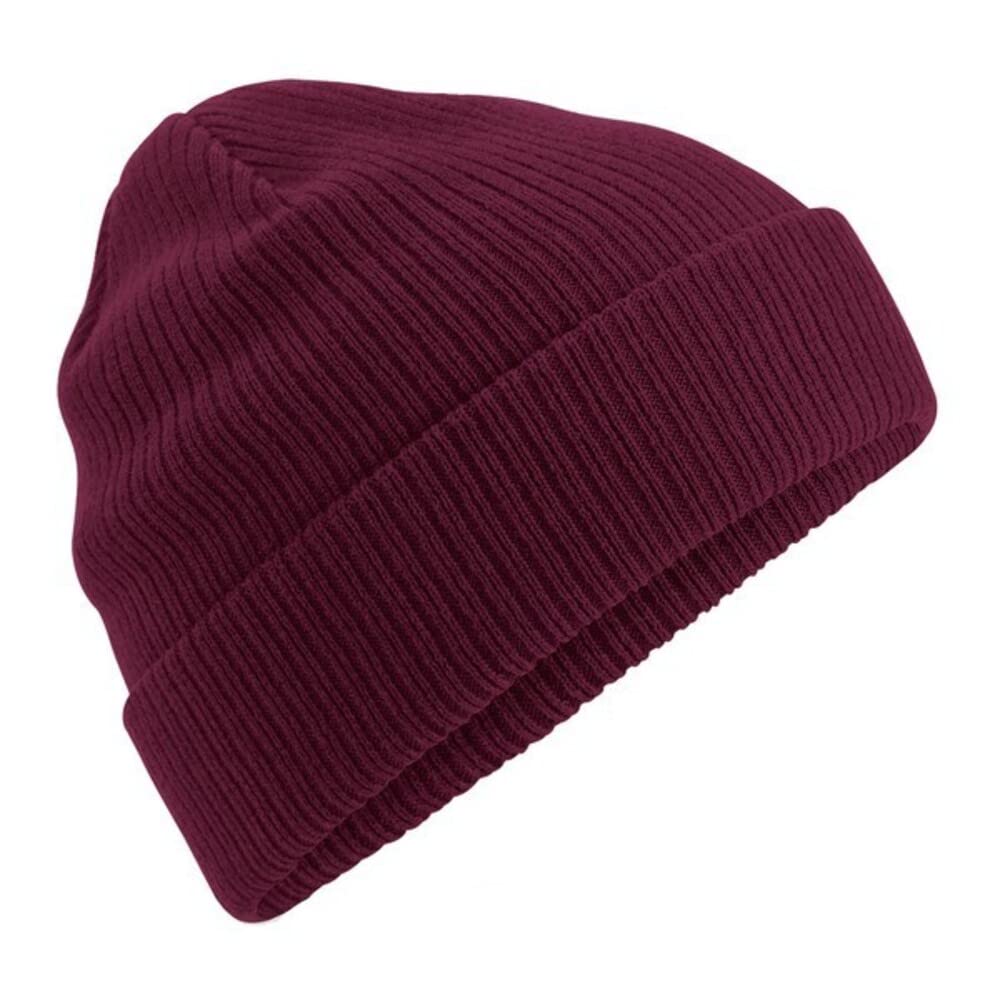 Beechfield Unisex Burgundy B50n Organic Cotton Beanie - Eco-Friendly, Hat