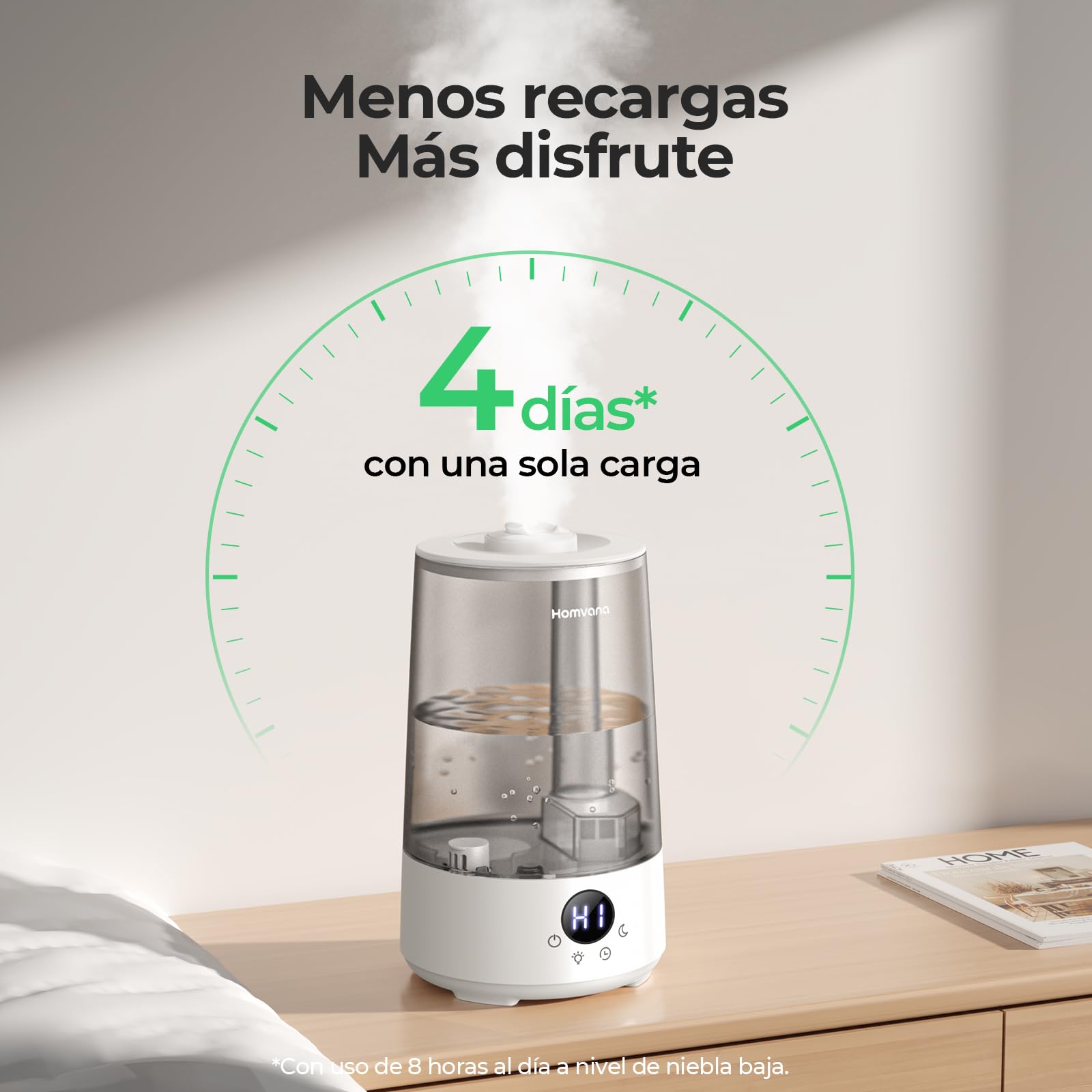 Homvana Humidificador Aceites Esenciales Aromas, Bebe 3.6L Hasta 34 Horas 16dB Silencioso de Para Dormitorio, Top-Fill Humidifier Plantas Ultrasonico, Difusor Aromatizador, Humidificadores Habitacion