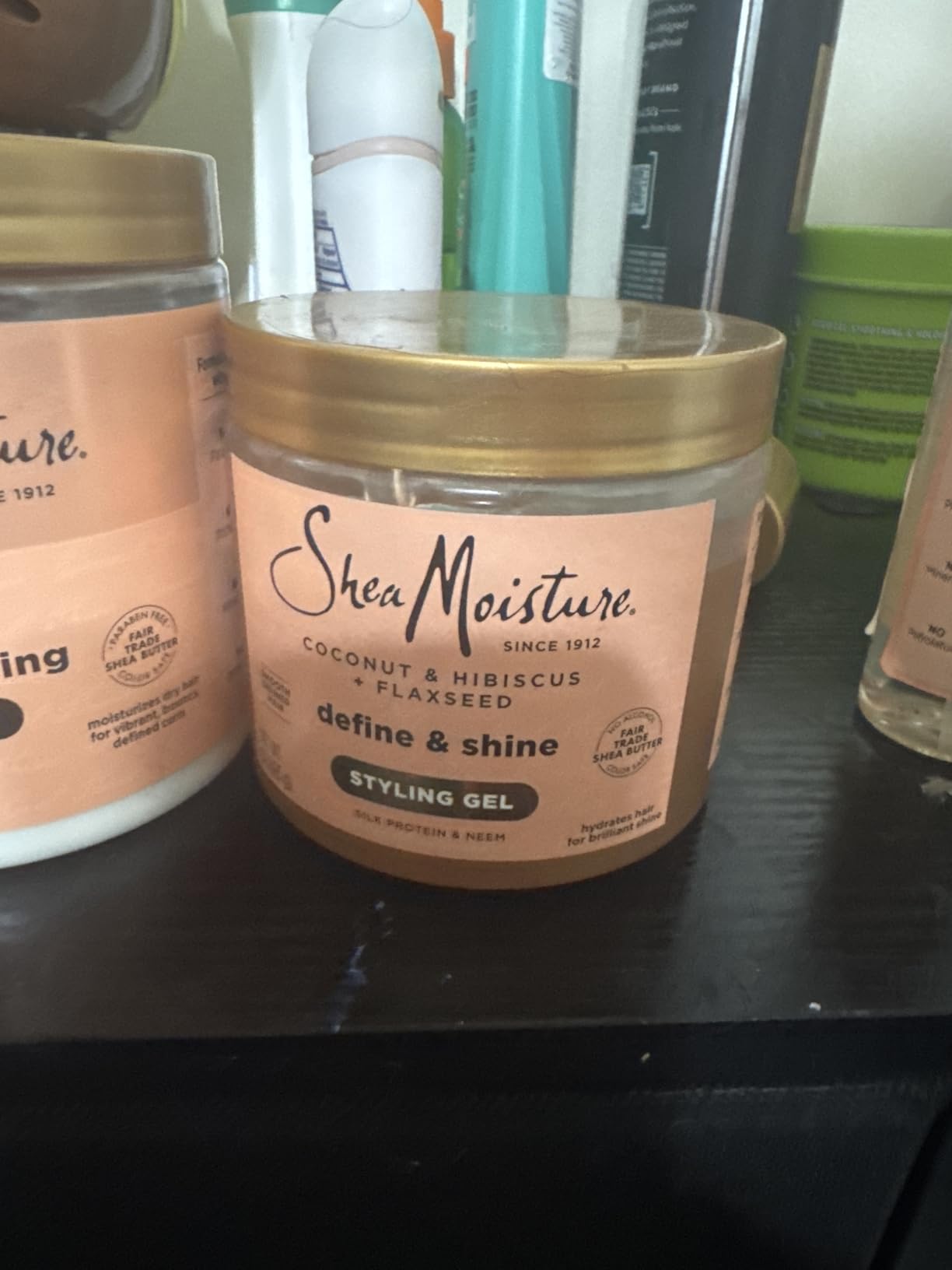 Unilever SheaMoisture Define & Shine Styling Gel + Flaxseed Coconut&Hibiscus Hydrates,Holds Your Style All Day Infused With Glycerin,Coconut Oil an Invigorating Sweet Scent ParabenFree Frizz Control Gel 15OZ