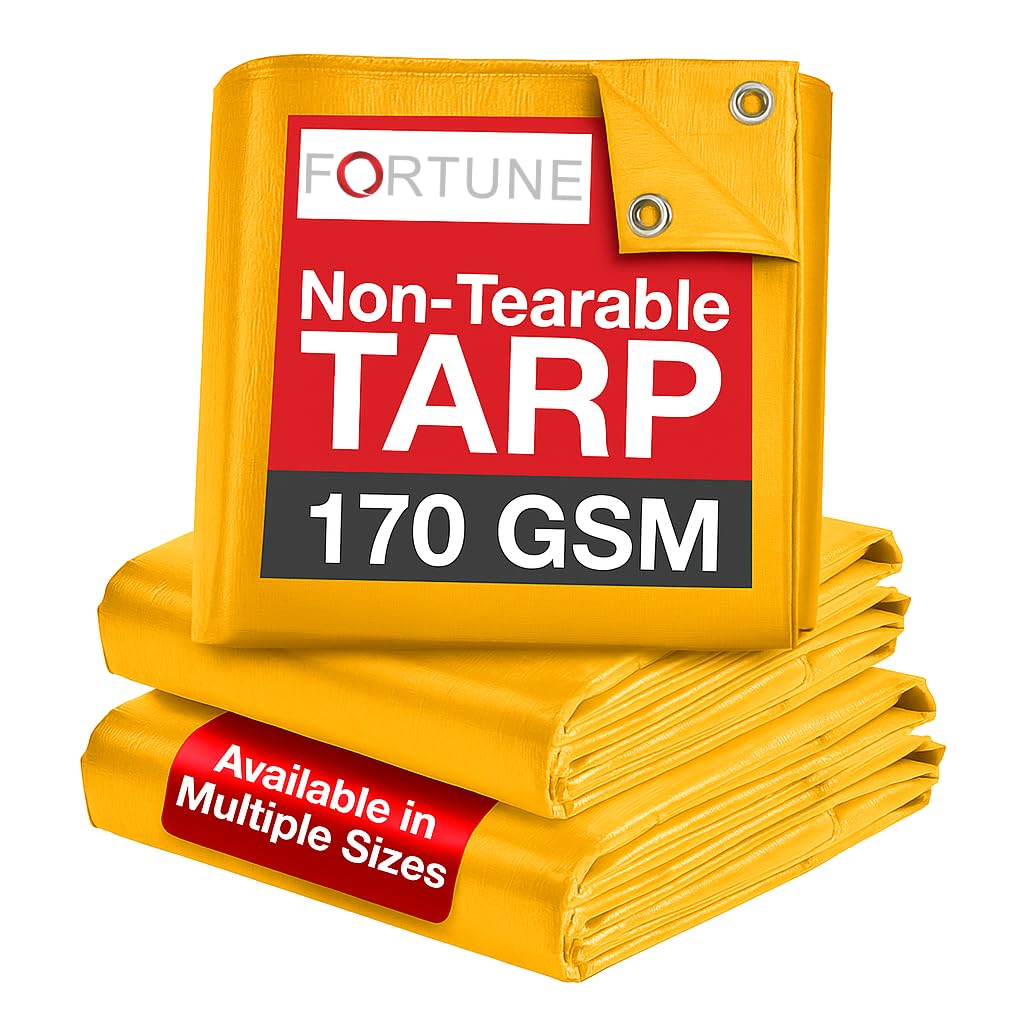 FORTUNE Tarpaulin Sheet Waterproof (6Ft x 6Ft) with 170 GSM, Virgin Material, UV Resistant,Aluminum Eyelets - Laminated, Heavy Duty Tadpatri, Tarpaulin Plastic Sheet for Covering (Yellow)-image-7